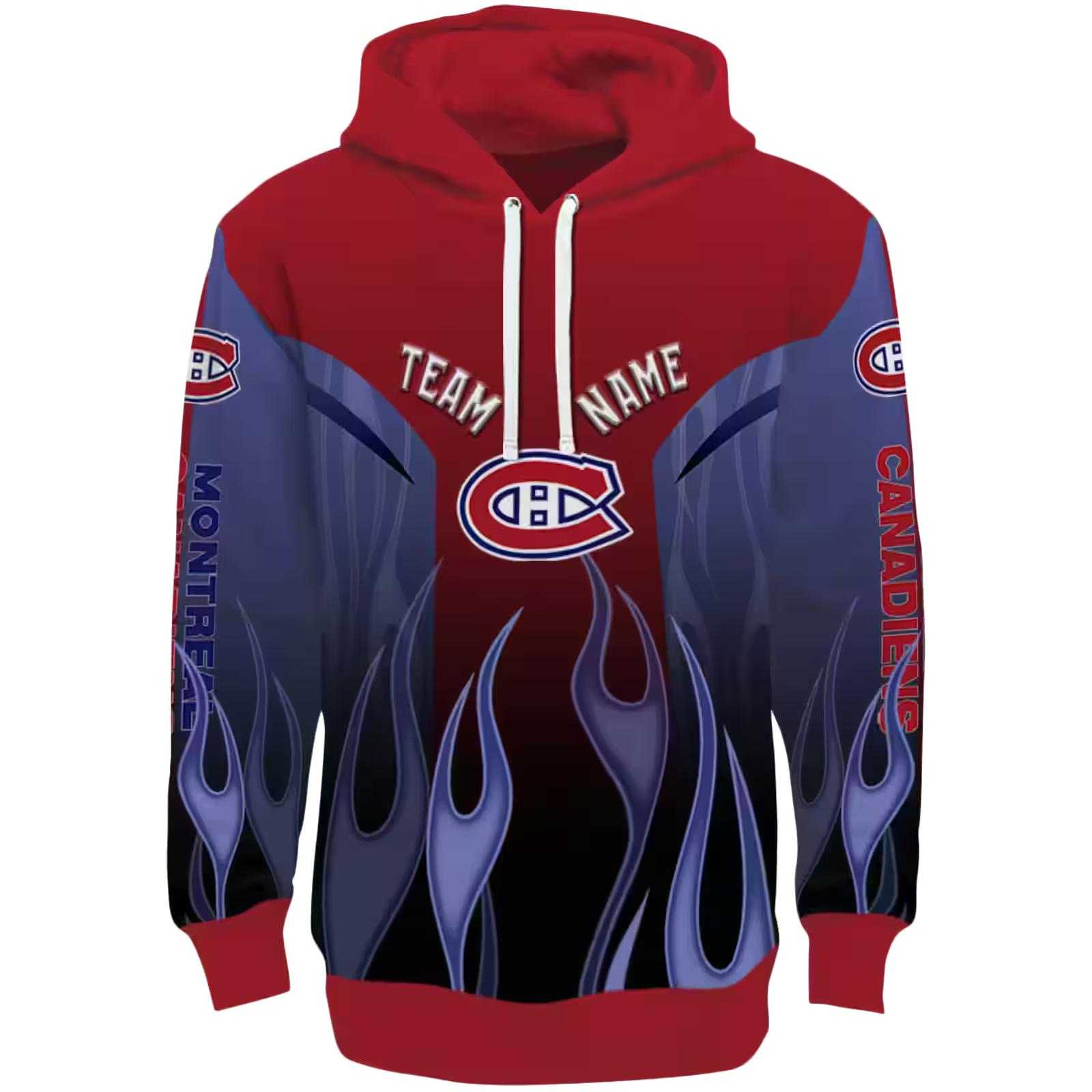 Custom Montreal Canadiens Flame Design Red Hoodie