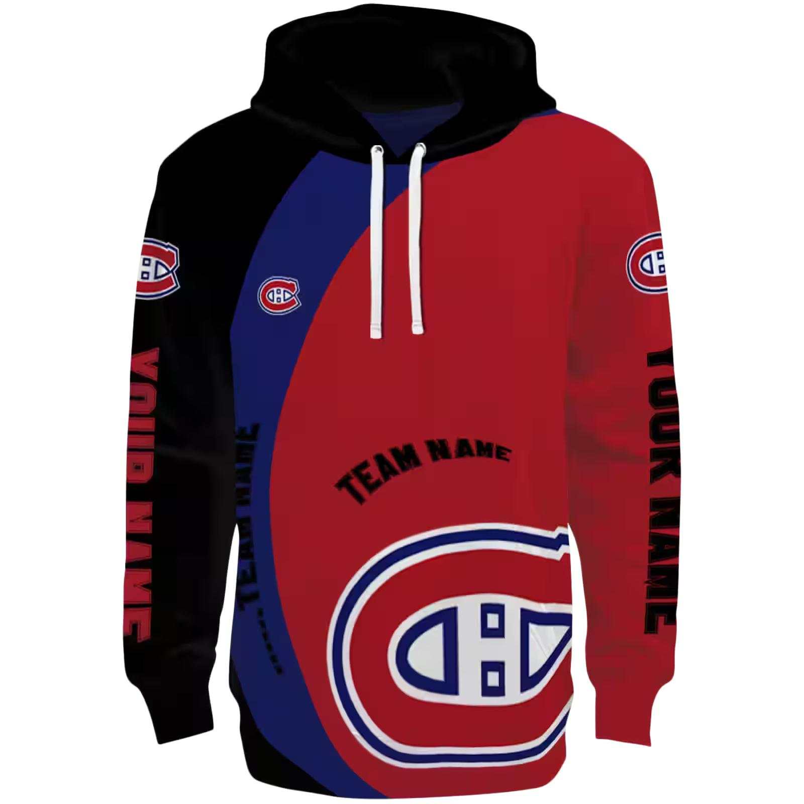 Custom Montreal Canadiens Minimalist Design Red Black Hoodie