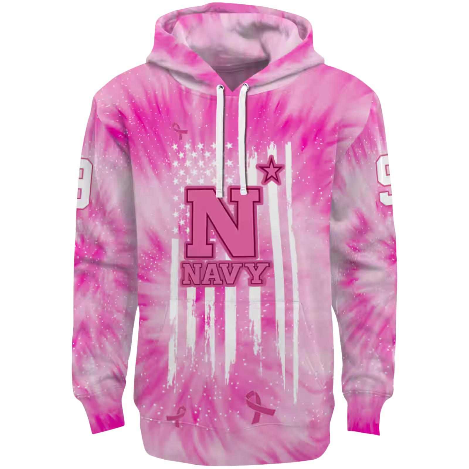 Custom Navy Midshipmen Cancer Support Pink Hoodie