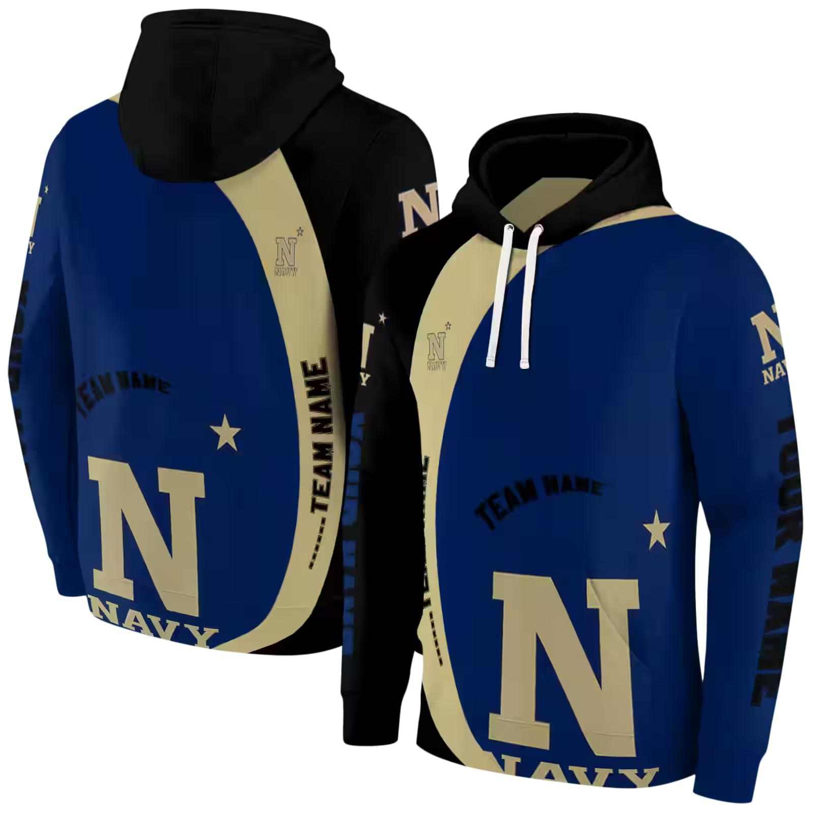 custom navy midshipmen minimalist design blue black hoodie fashion forward