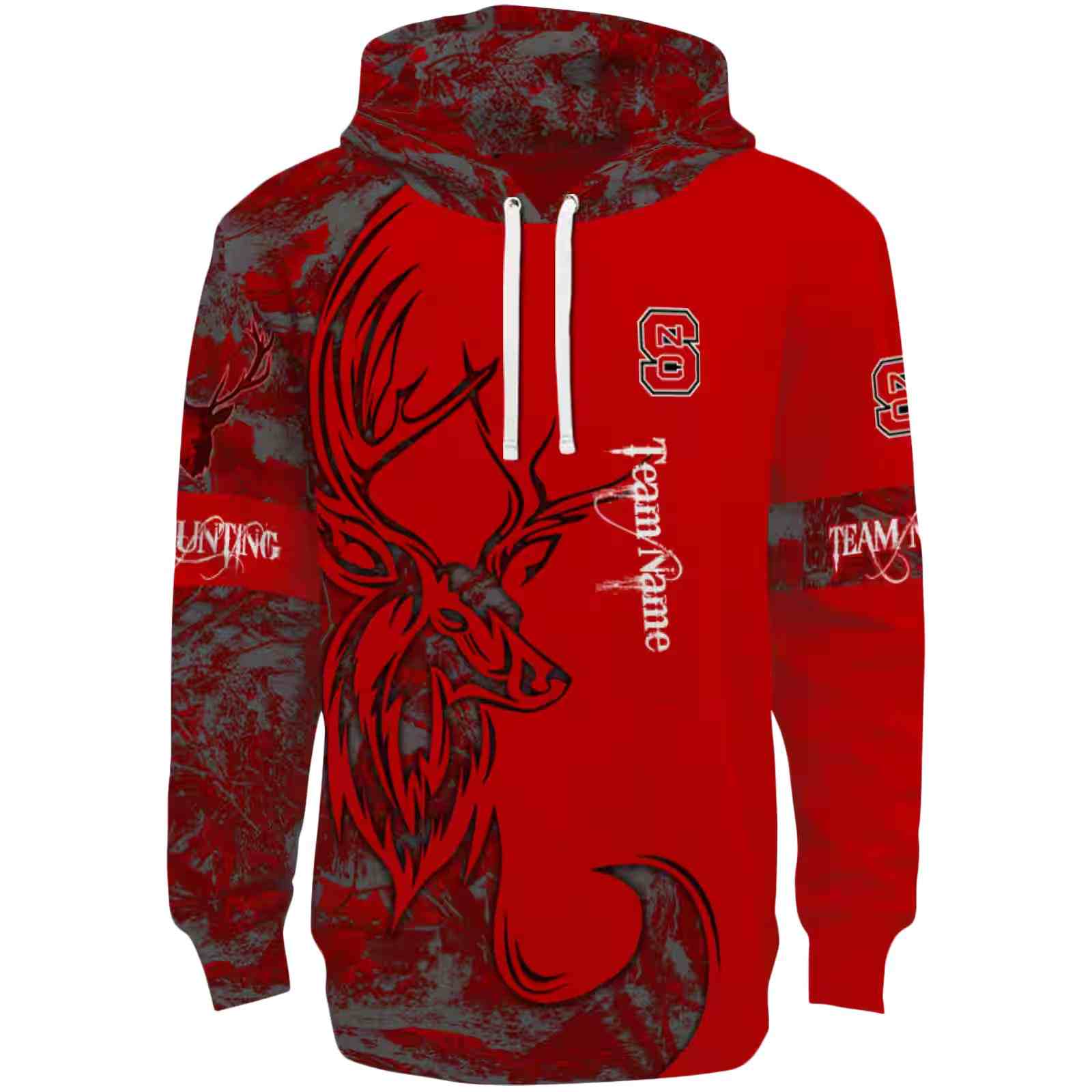 Custom NC State Wolfpack Deer Silhouette Red Hoodie