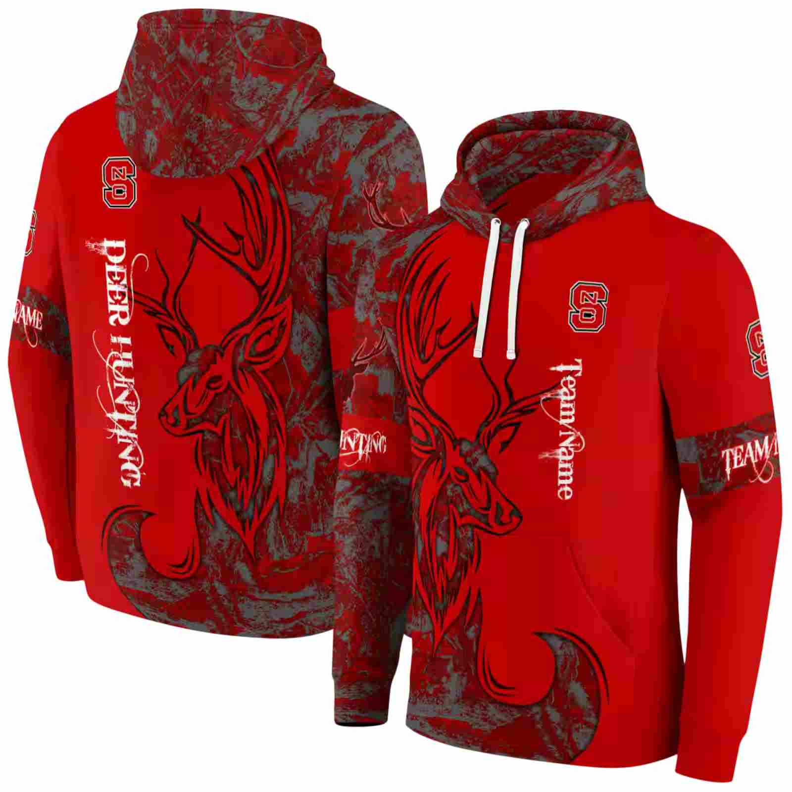 custom nc state wolfpack deer silhouette red hoodie fashion forward