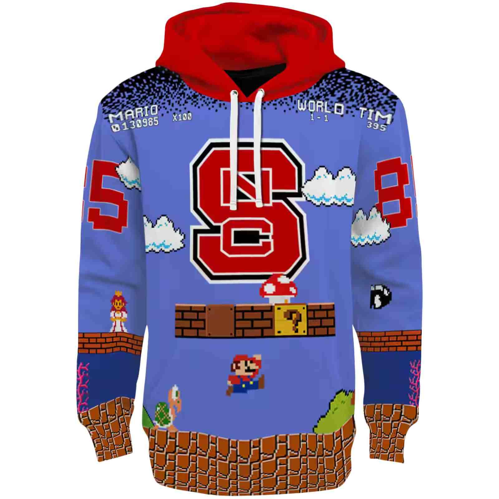 Custom NC State Wolfpack Mario Blue Black Hoodie