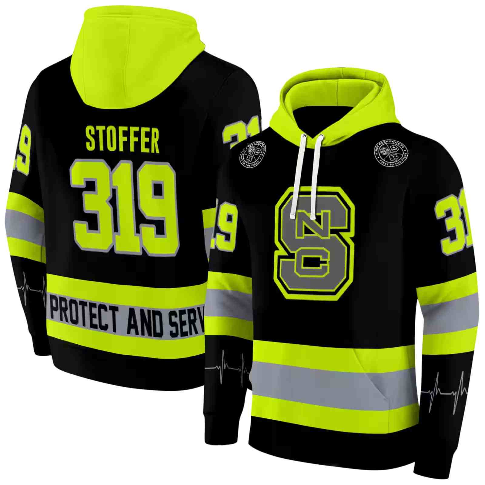 custom nc state wolfpack safety motif black neon green hoodie fashion forward