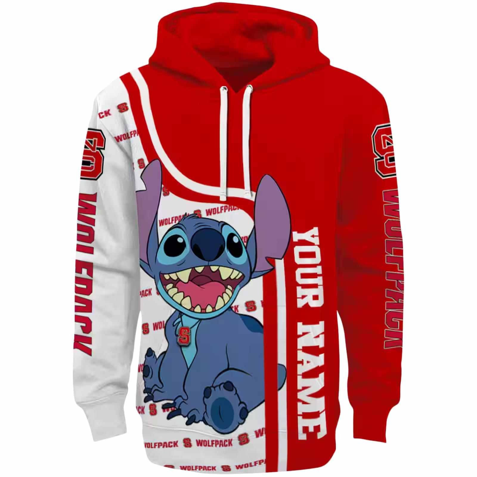 Custom NC State Wolfpack Stitch Red Hoodie