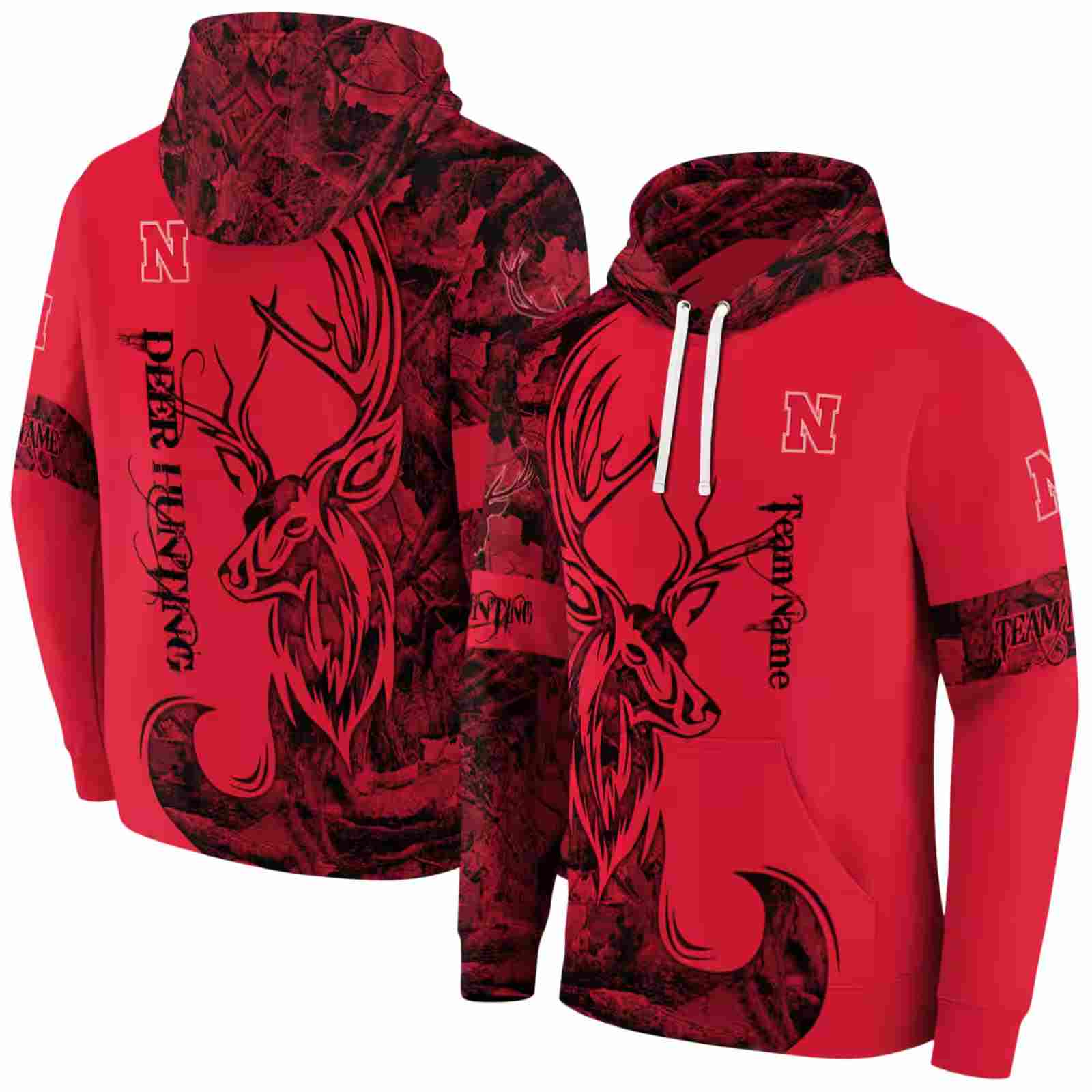 custom nebraska cornhuskers deer silhouette red hoodie fashion forward