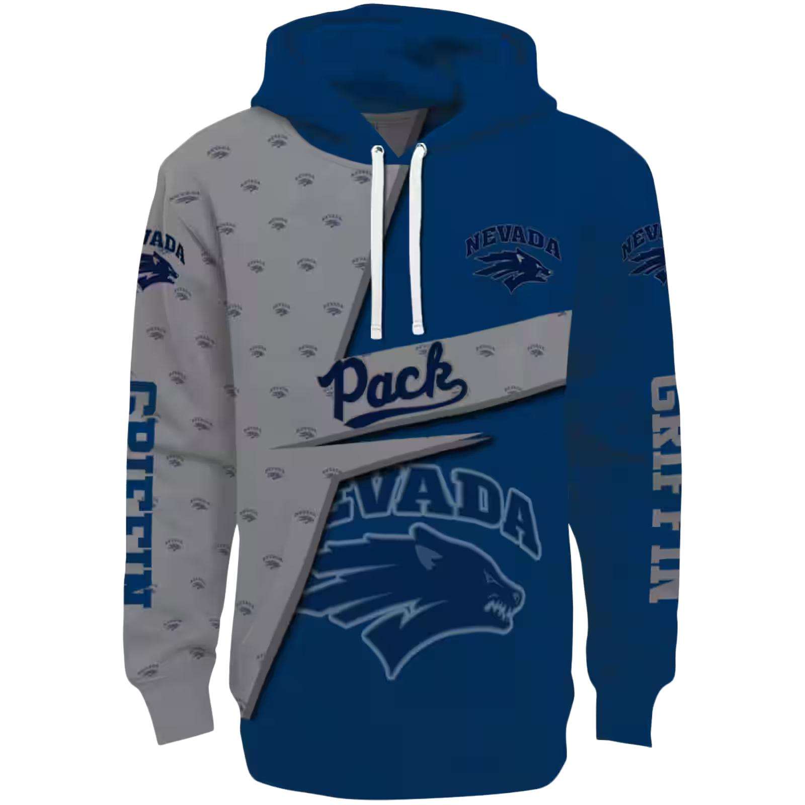 Custom Nevada Wolf Pack Abstract Shape Blue Hoodie