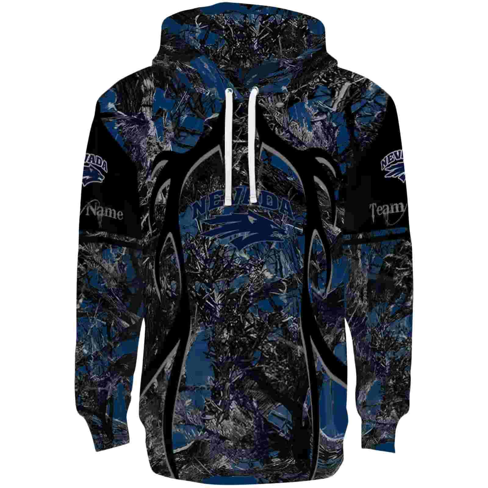 Custom Nevada Wolf Pack Hunting Theme Blue Black Hoodie