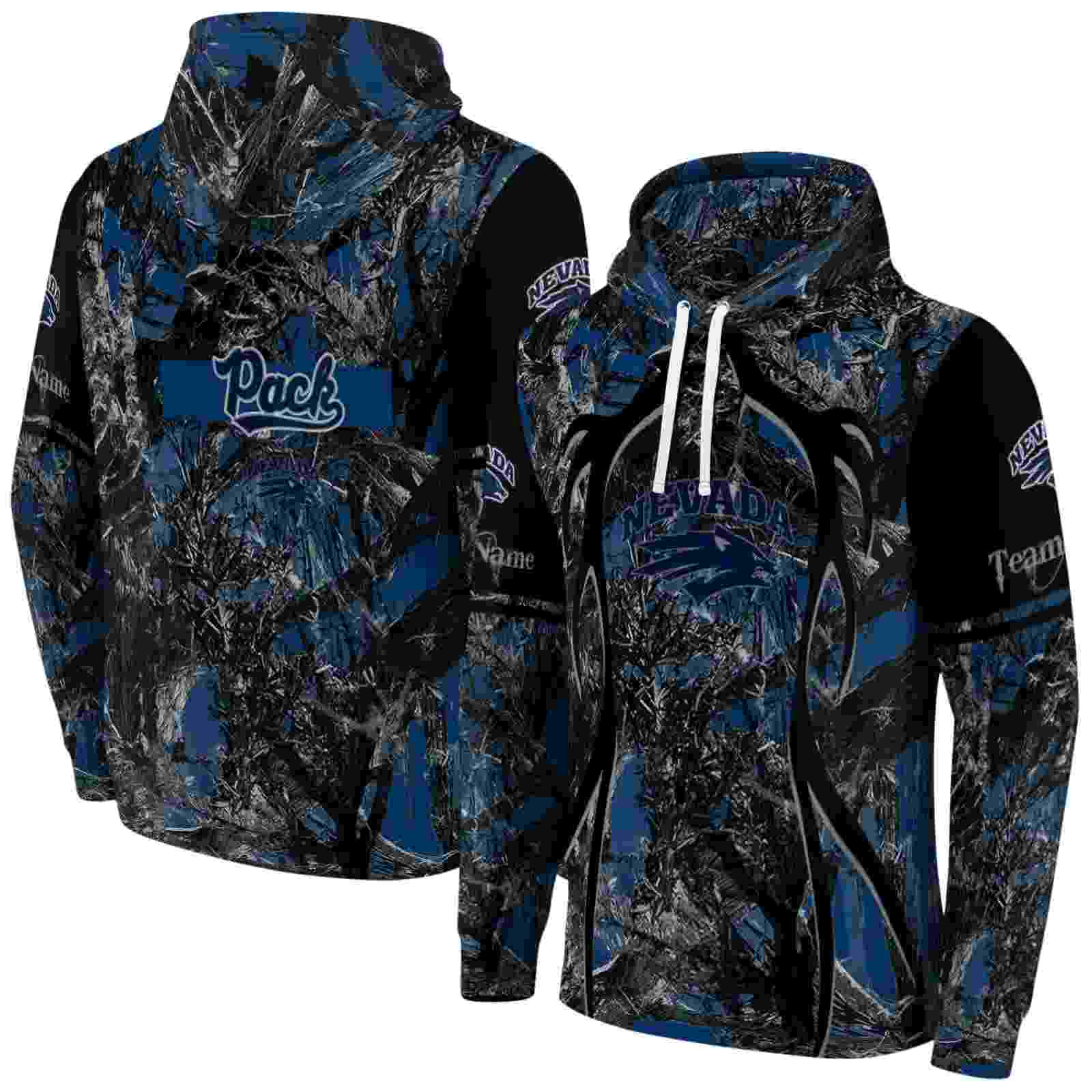 custom nevada wolf pack hunting theme blue black hoodie fashion forward