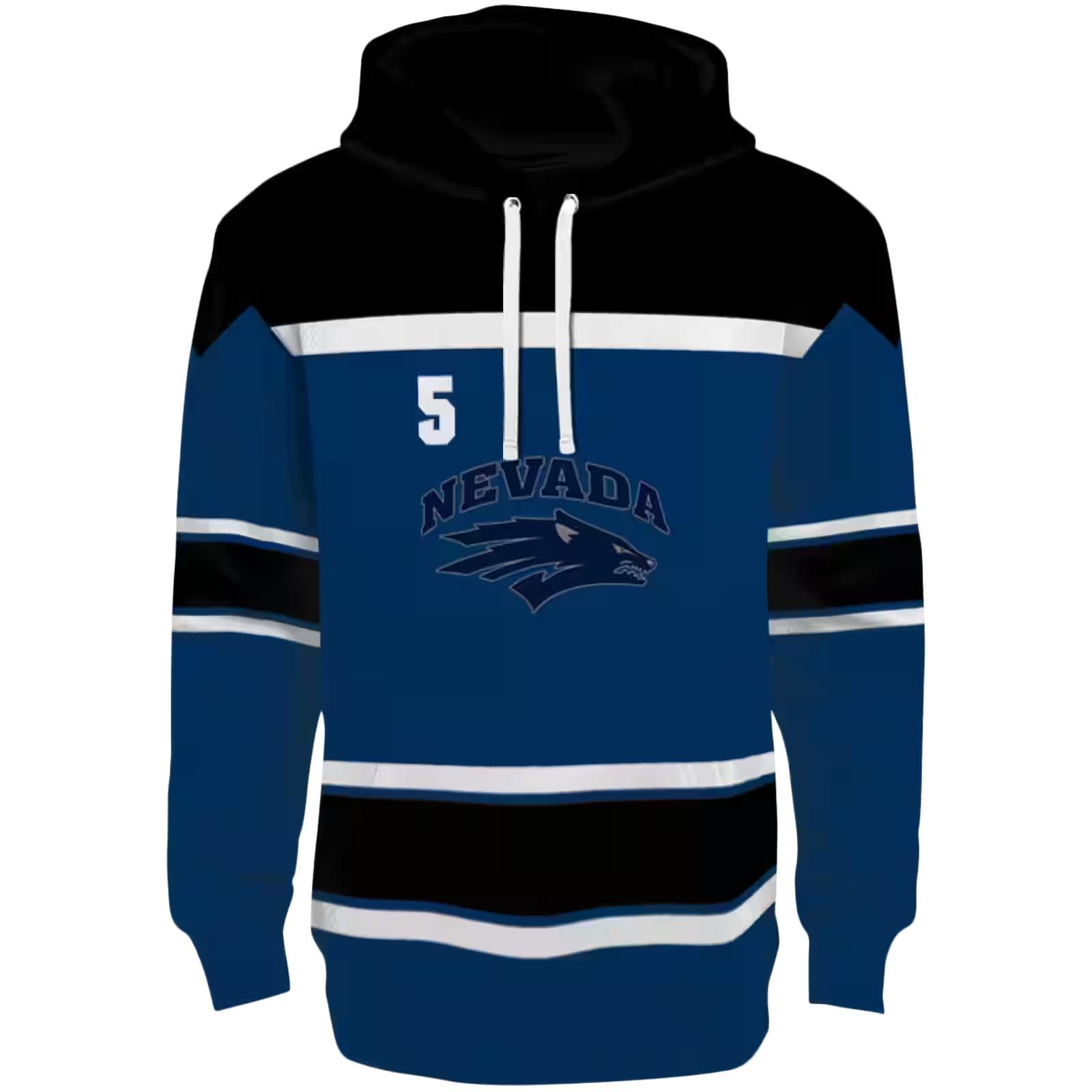 Custom Nevada Wolf Pack Striped Pattern Blue Hoodie