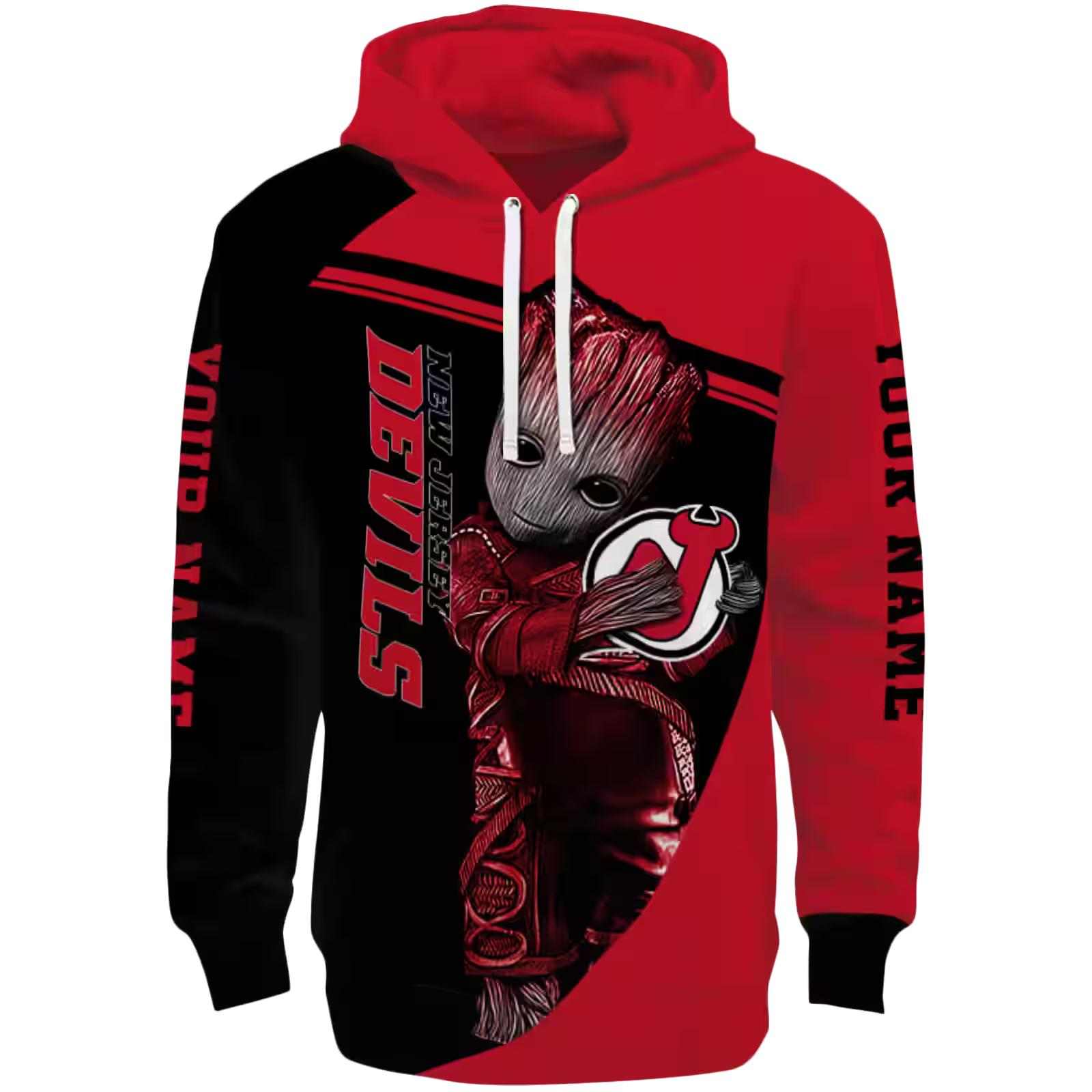 Custom New Jersey Devils Groot Red Hoodie