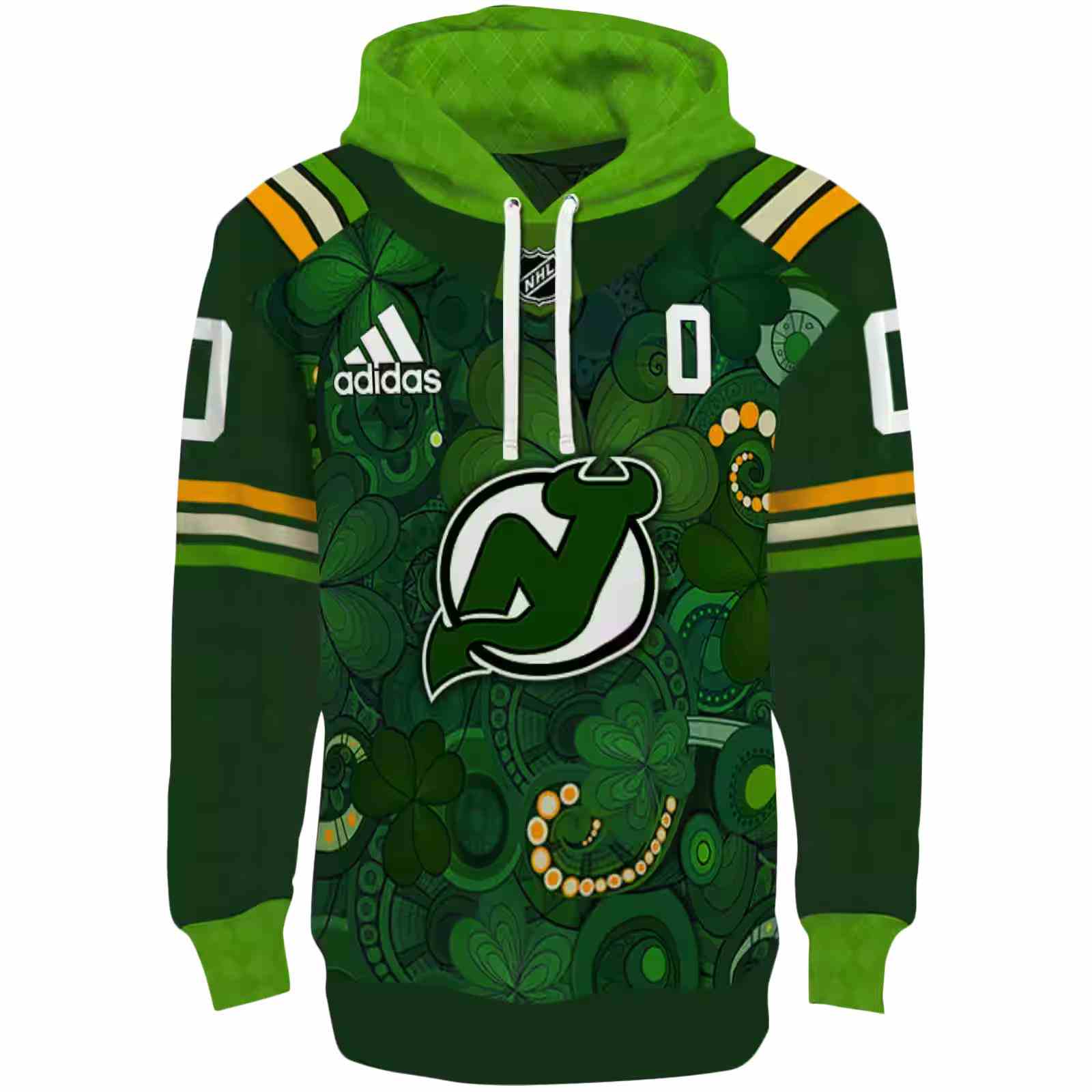 Custom New Jersey Devils Shamrock Theme Green Hoodie