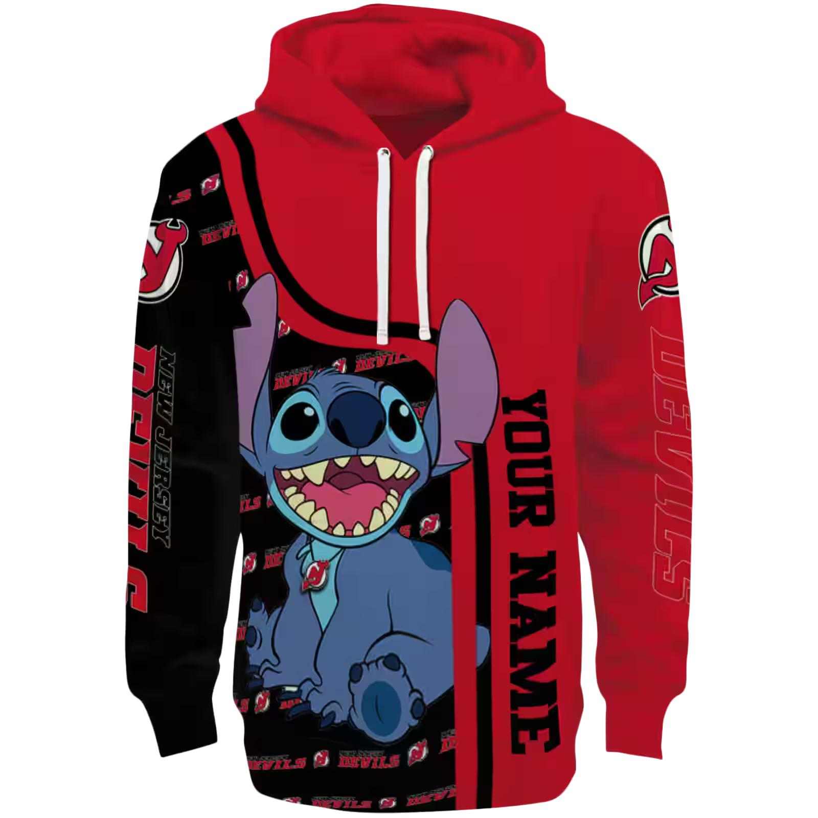 Custom New Jersey Devils Stitch Red Hoodie