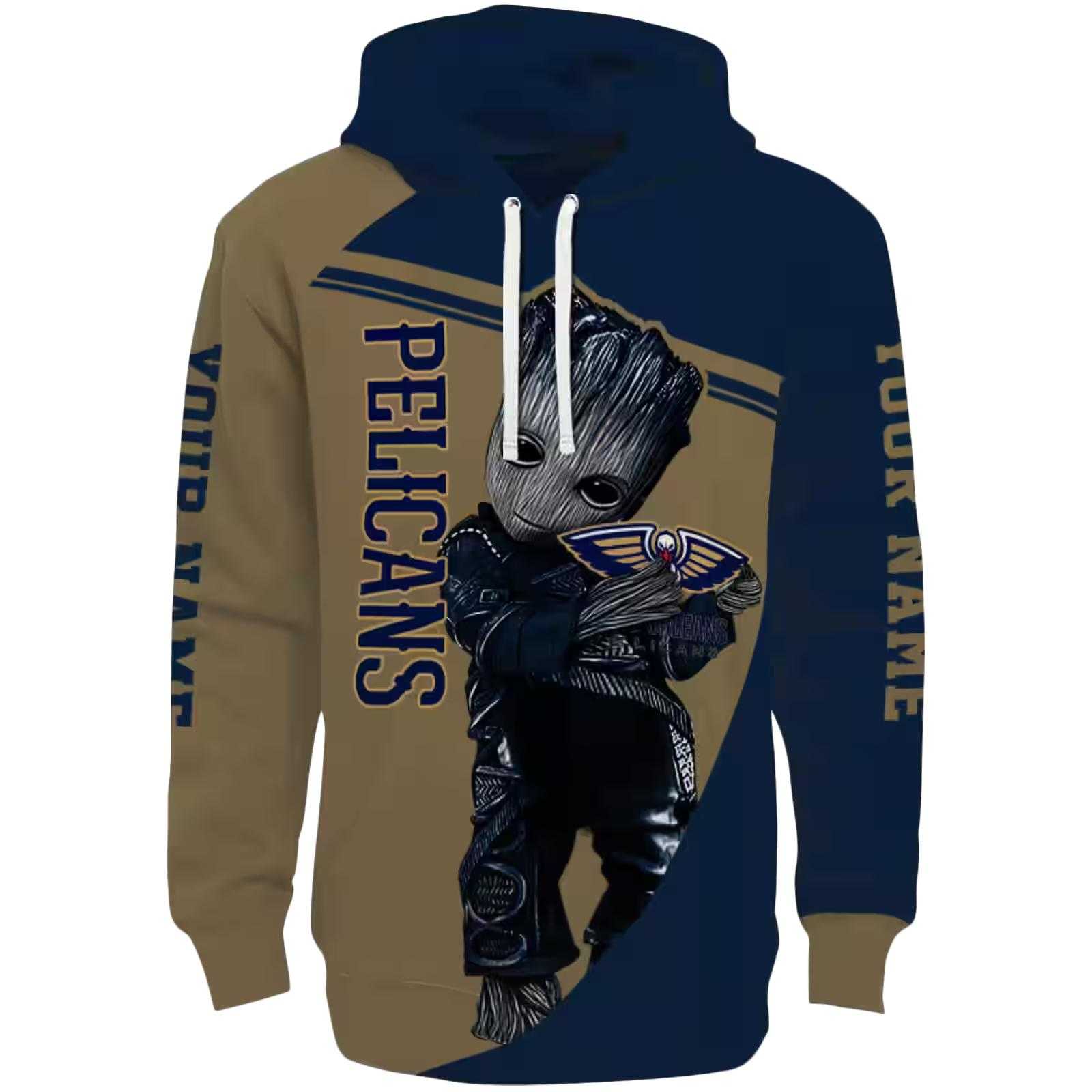 Custom New Orleans Pelicans Groot Navy Hoodie