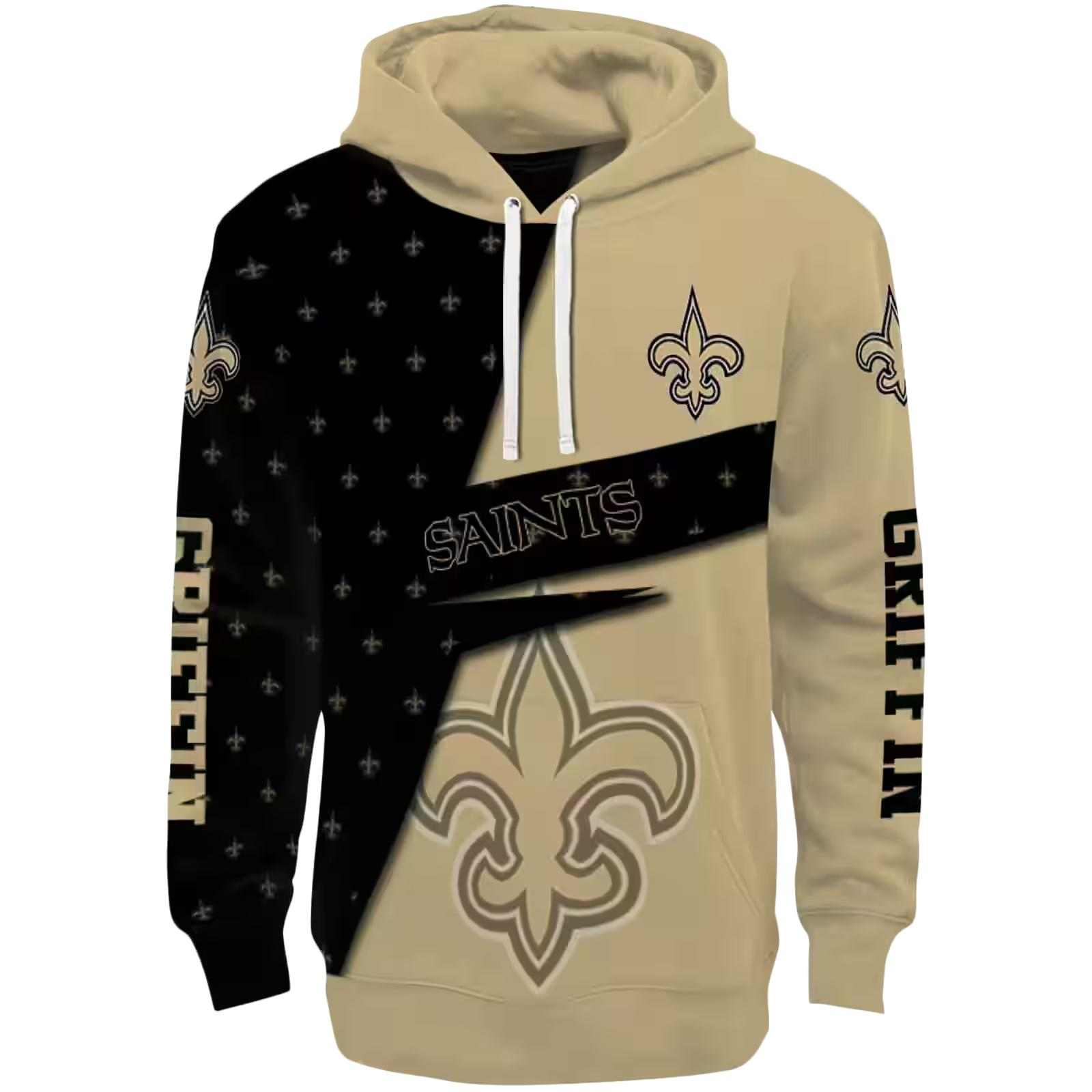 Custom New Orleans Saints Abstract Shape Gold Hoodie