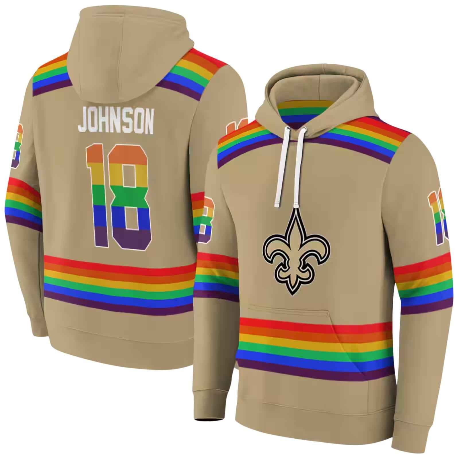 custom new orleans saints rainbow stripes gold hoodie fashion forward