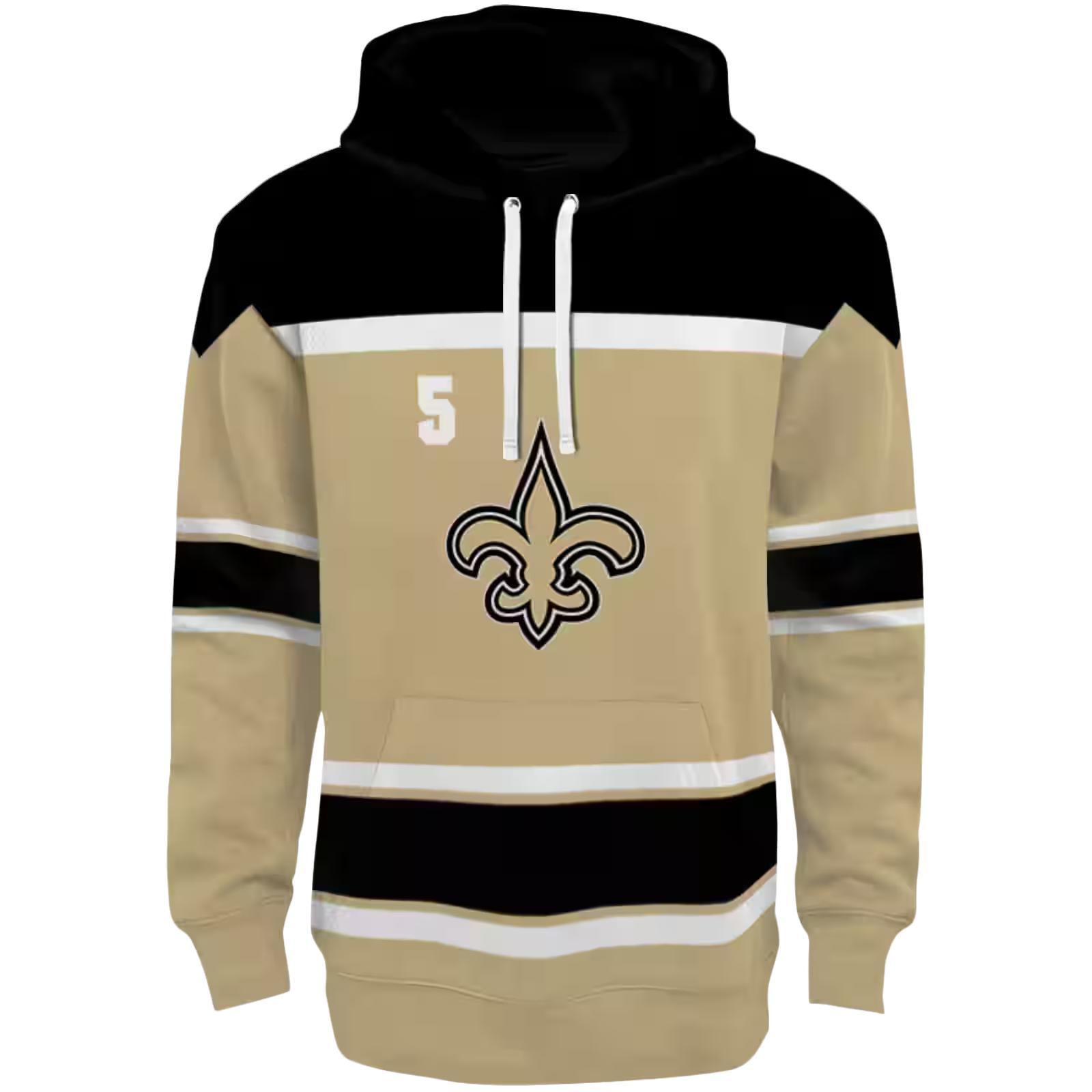 Custom New Orleans Saints Striped Pattern Gold Hoodie