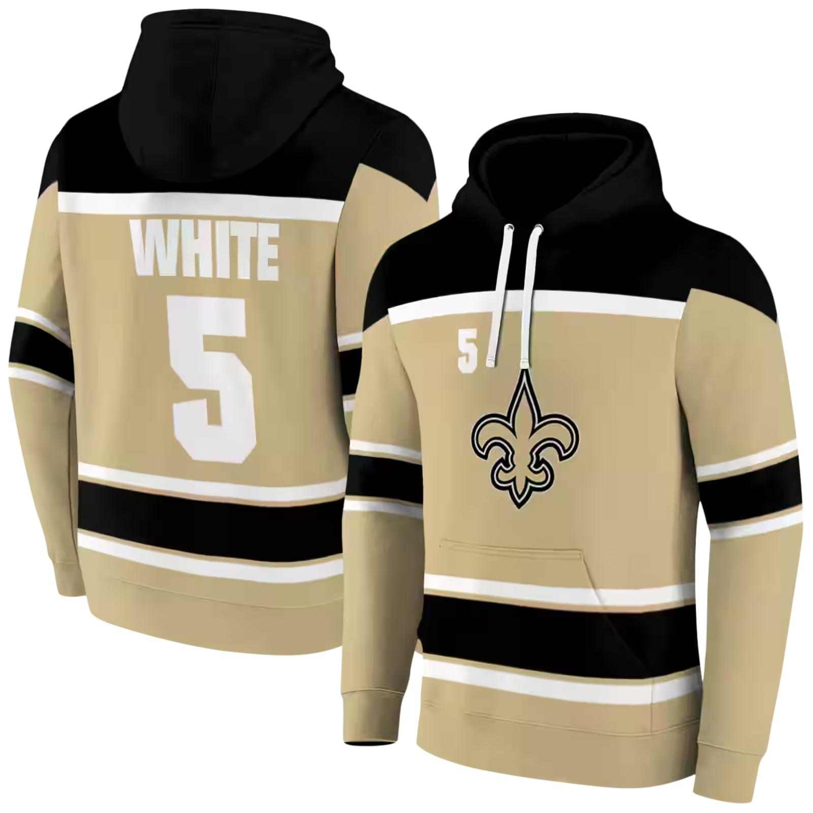 custom new orleans saints striped pattern gold hoodie fashion forward