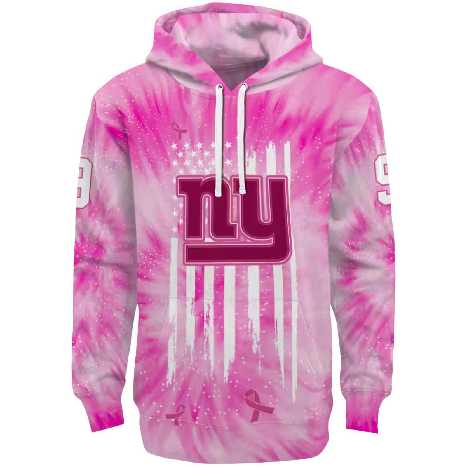 Custom New York Giants Cancer Support Pink Hoodie