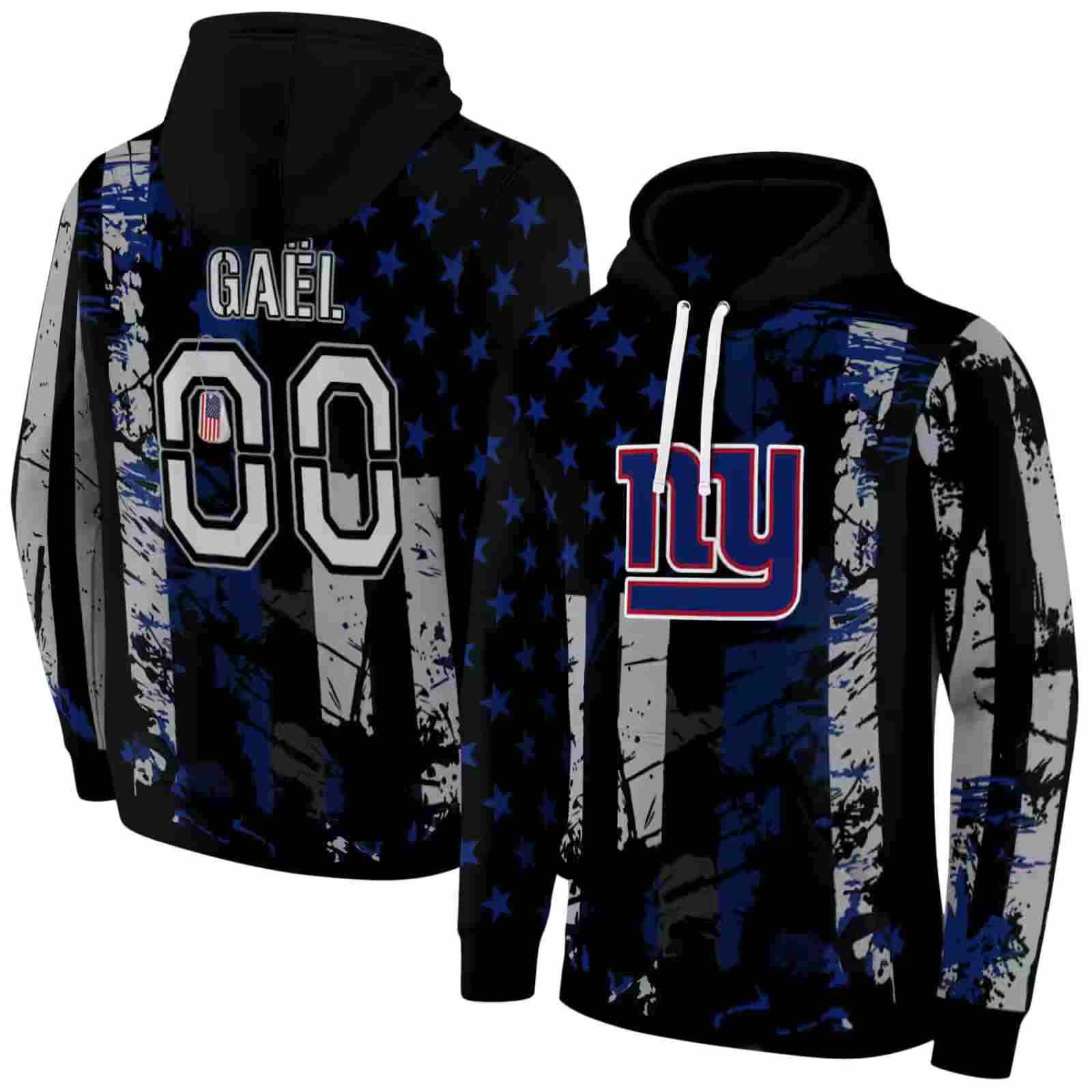 custom new york giants distressed flag blue black hoodie fashion forward