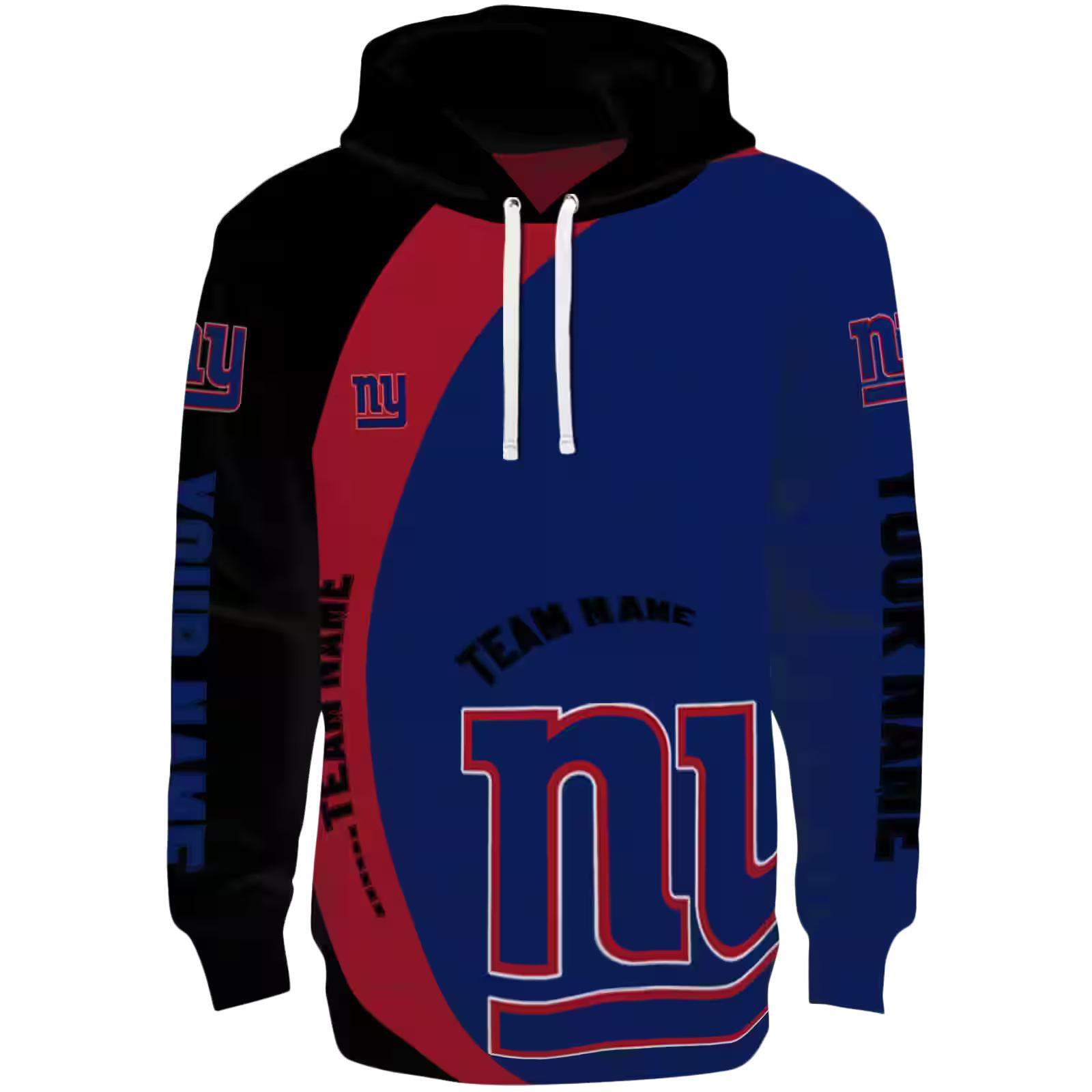 Custom New York Giants Minimalist Design Blue Black Hoodie