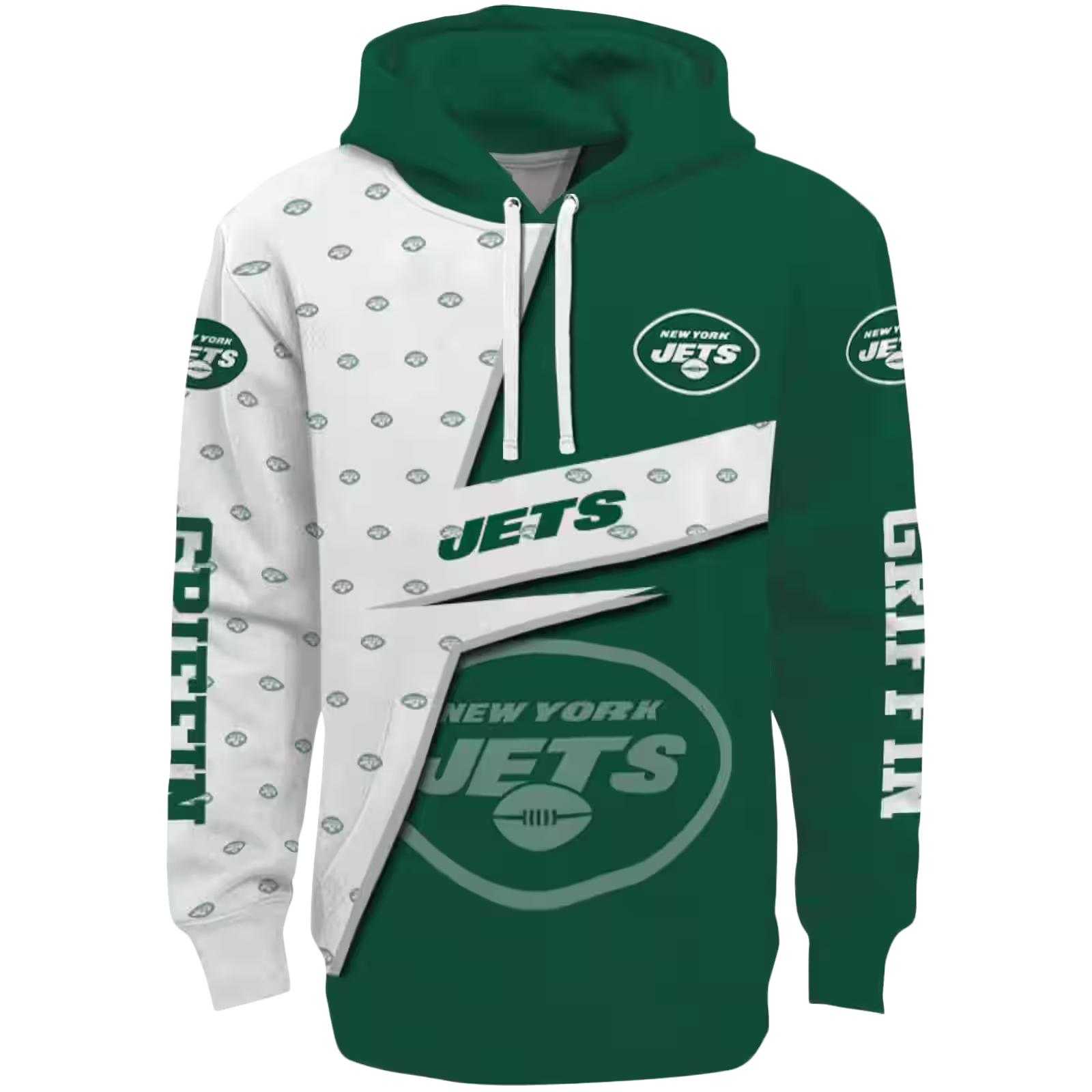 Custom New York Jets Abstract Shape Green Hoodie