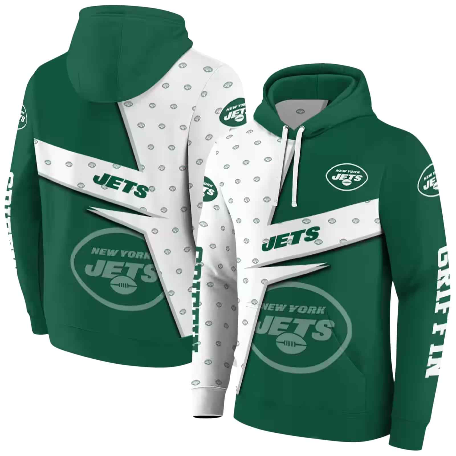 custom new york jets abstract shape green hoodie fashion forward