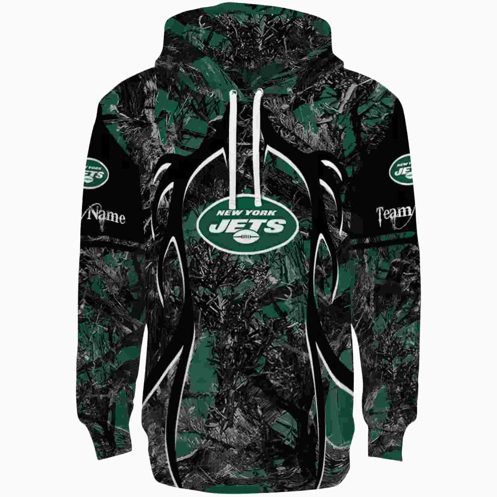 Custom New York Jets Hunting Theme Green Black Hoodie