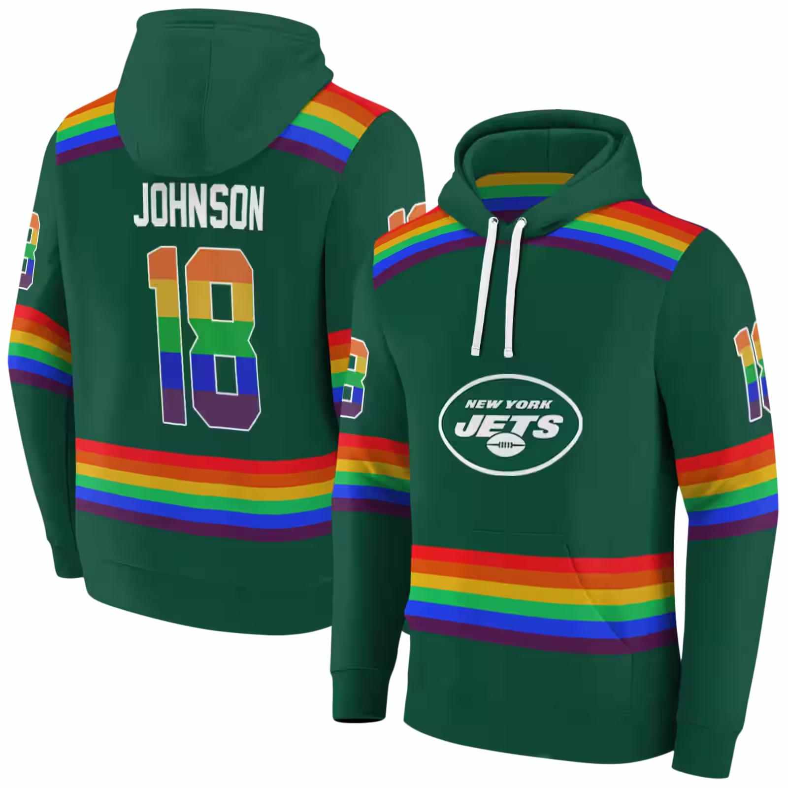 custom new york jets rainbow stripes green hoodie fashion forward