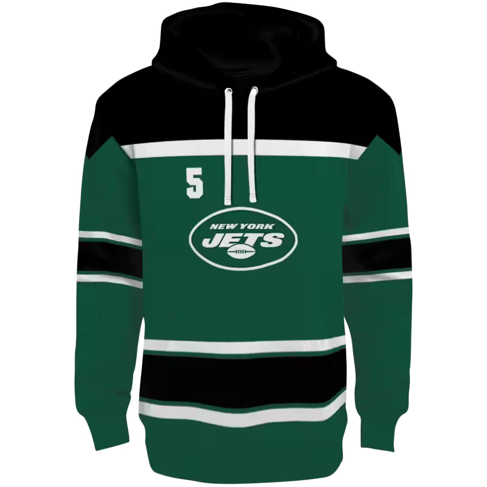 Custom New York Jets Striped Pattern Green Hoodie