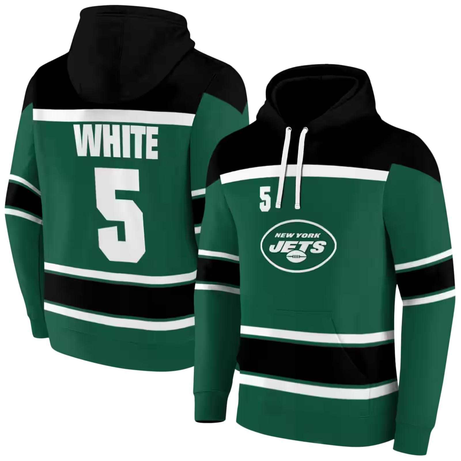 custom new york jets striped pattern green hoodie fashion forward