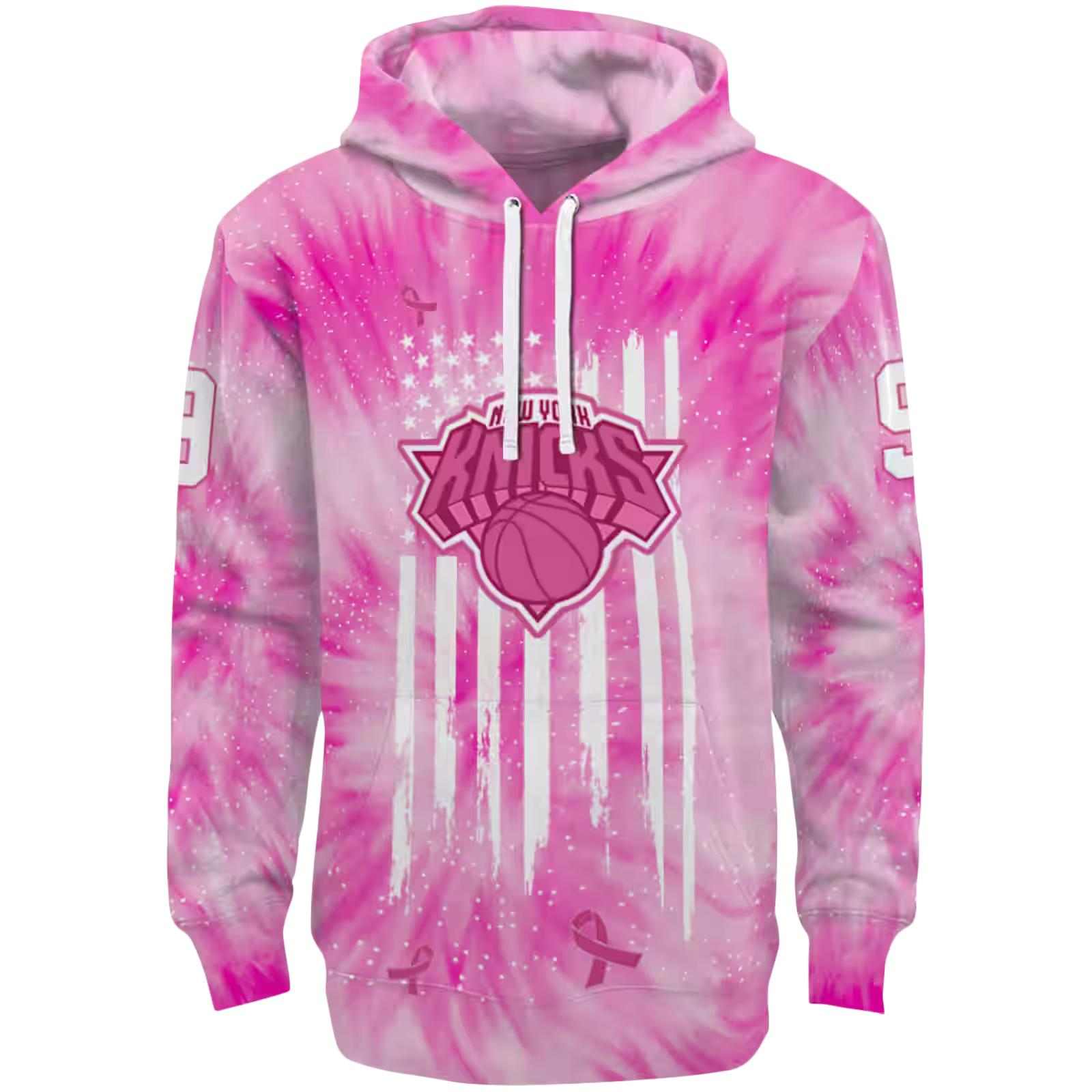 Custom New York Knicks Cancer Support Pink Hoodie