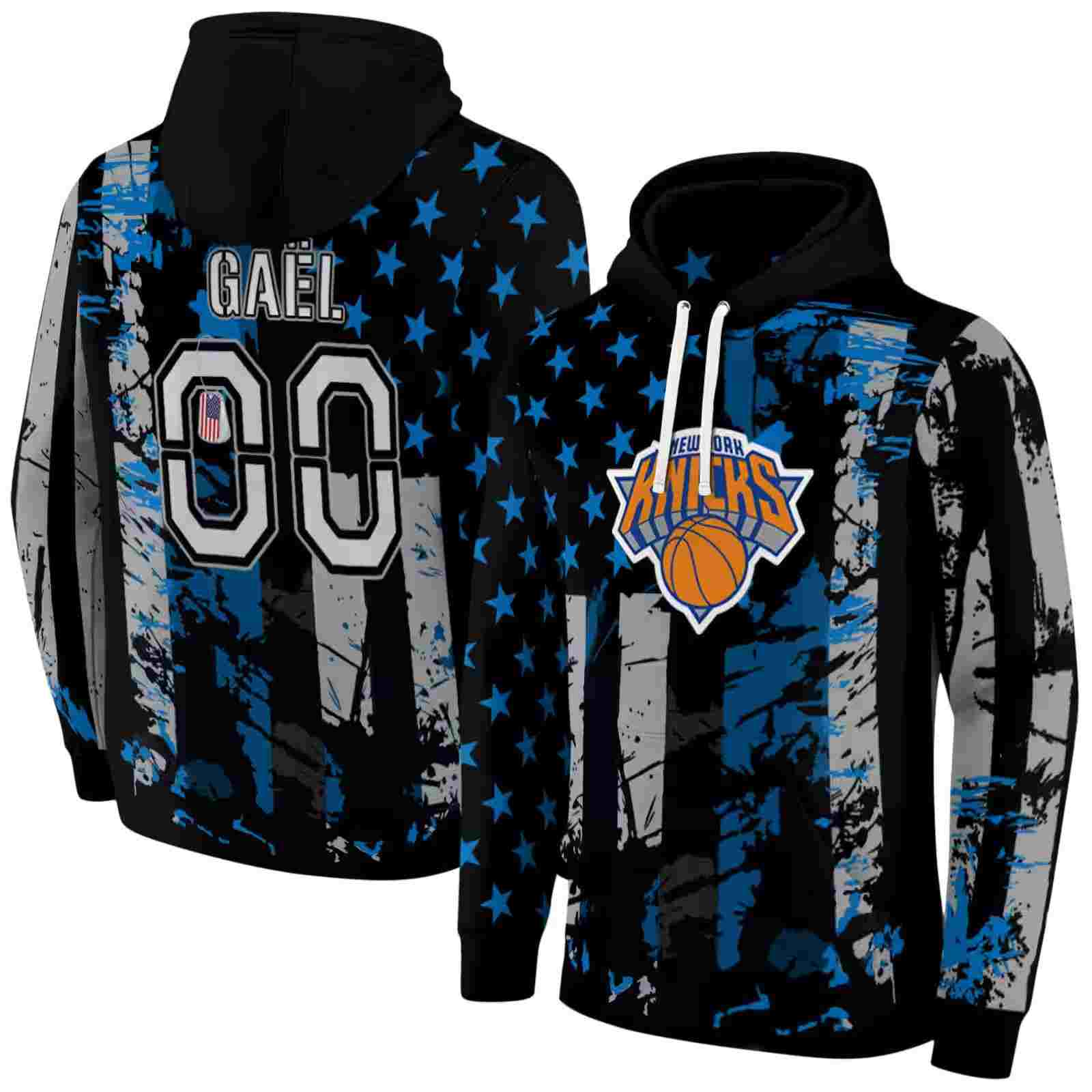 custom new york knicks distressed flag blue black hoodie fashion forward