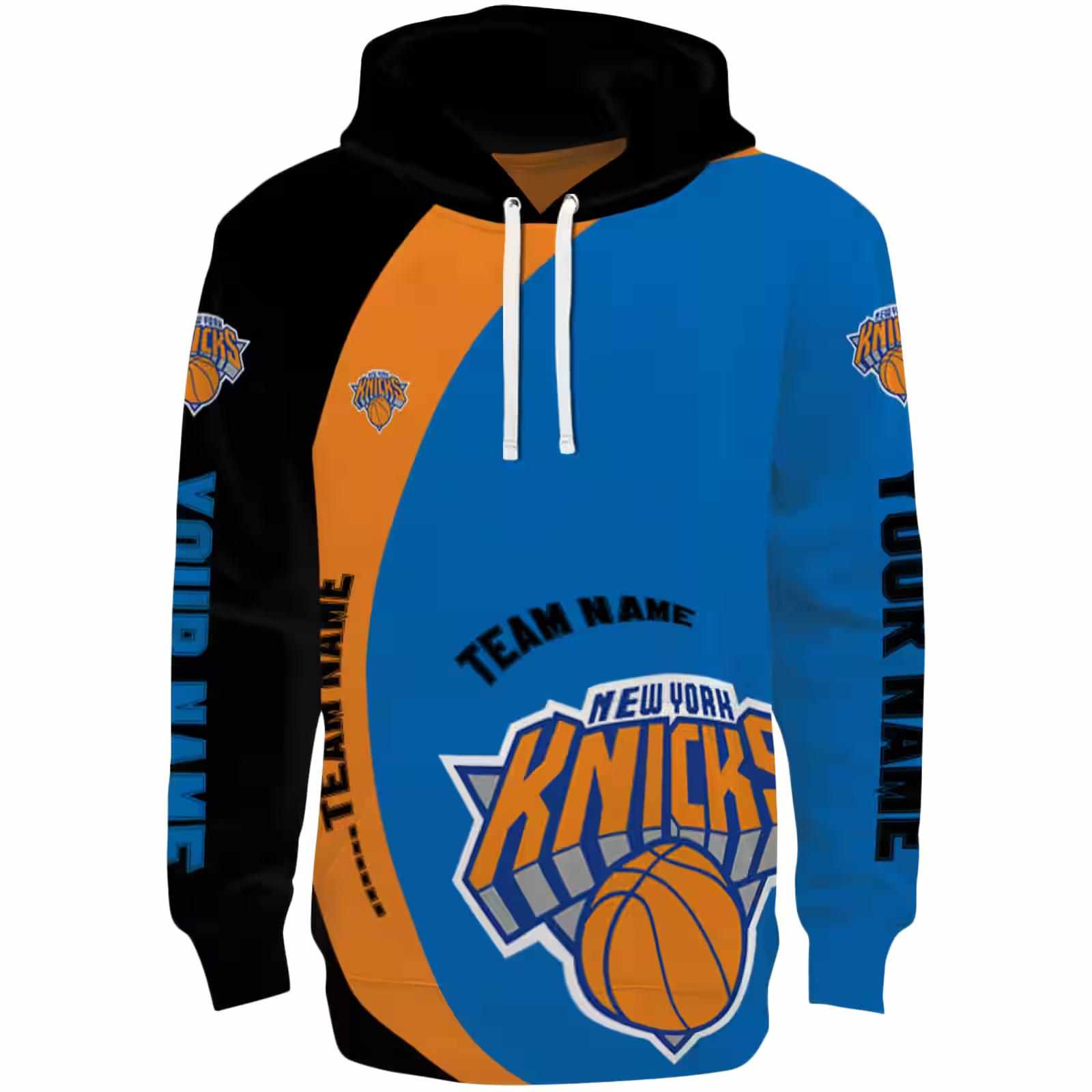 Custom New York Knicks Minimalist Design Blue Black Hoodie