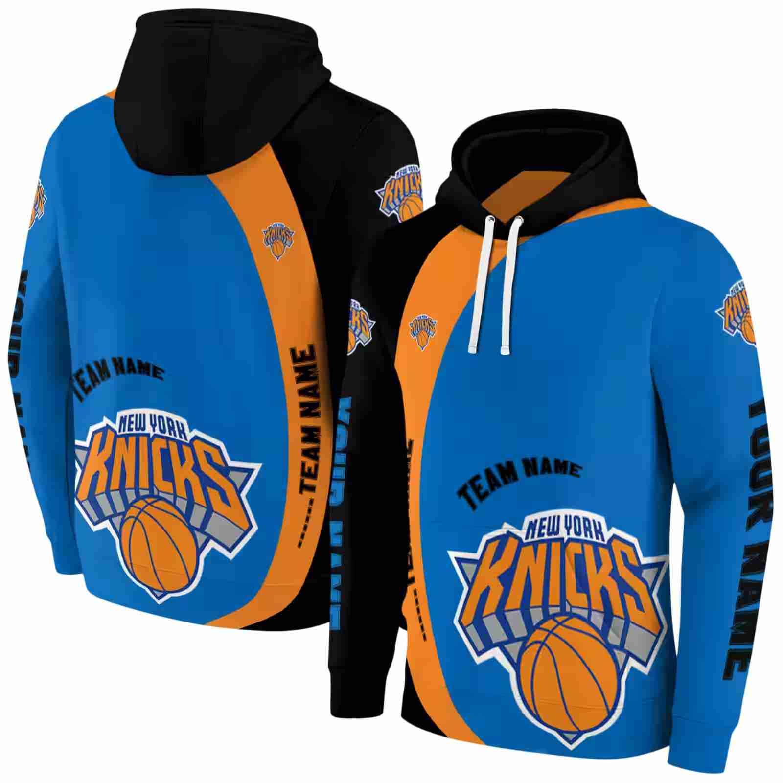 custom new york knicks minimalist design blue black hoodie fashion forward