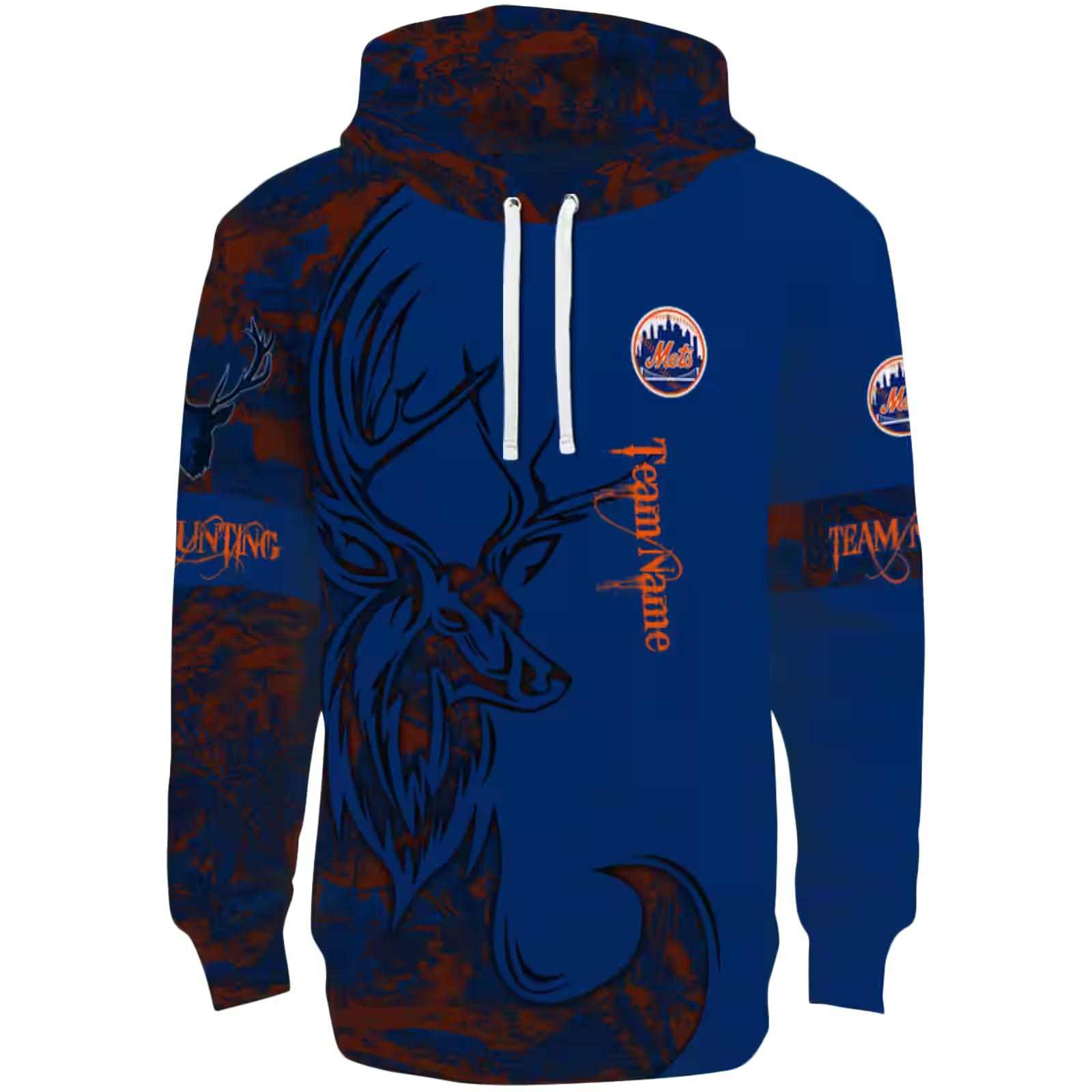 Custom New York Mets Deer Silhouette Blue Hoodie