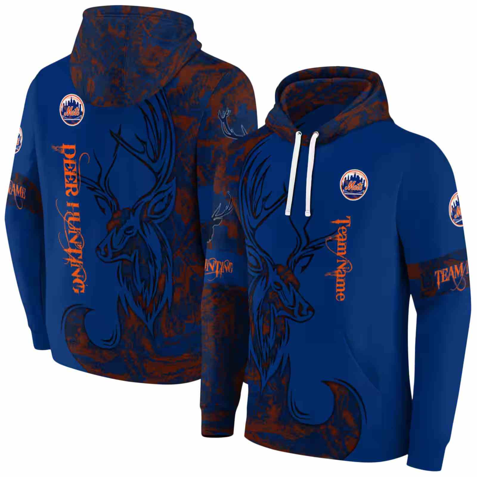 custom new york mets deer silhouette blue hoodie fashion forward