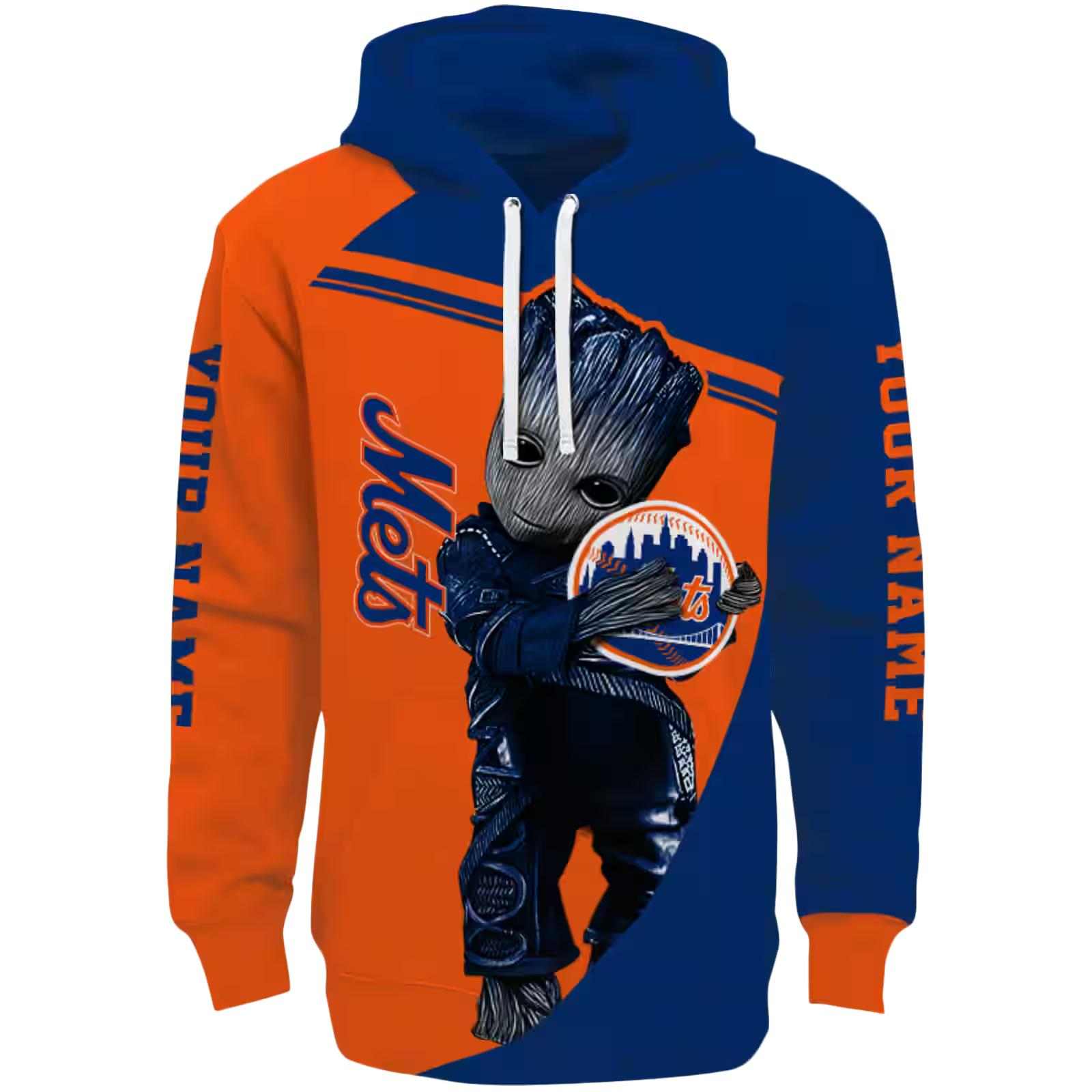 Custom New York Mets Groot Blue Hoodie