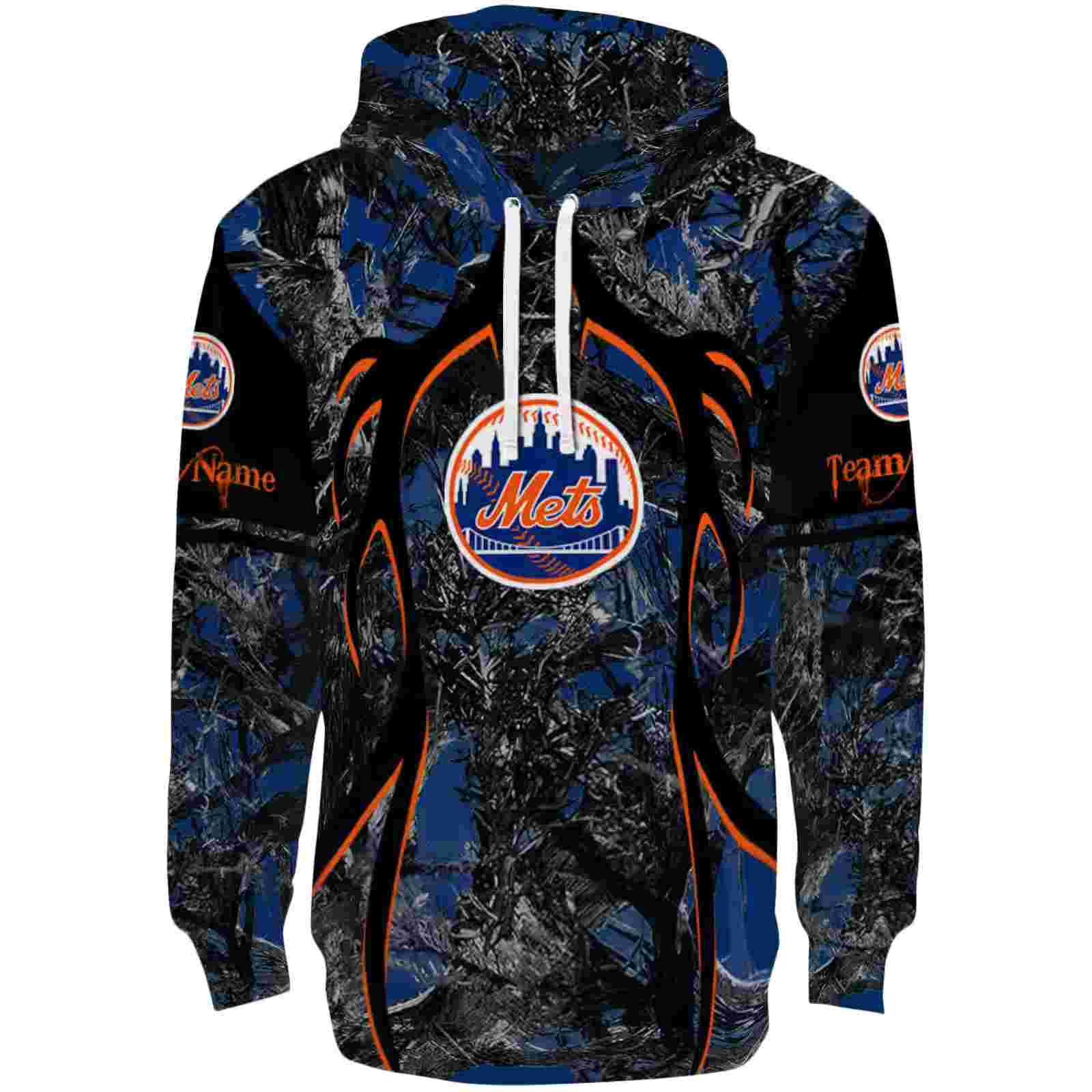 Custom New York Mets Hunting Theme Blue Black Hoodie