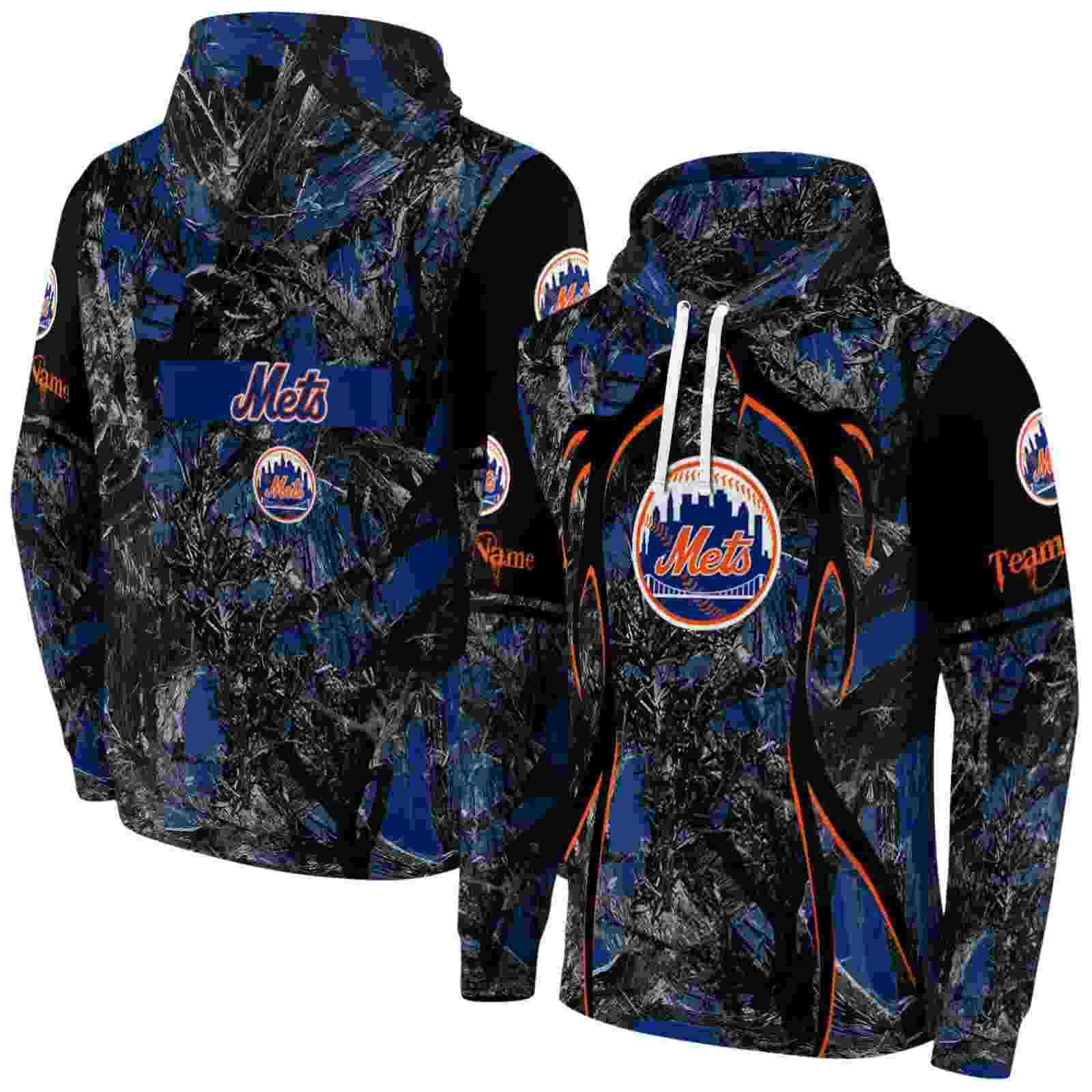 custom new york mets hunting theme blue black hoodie fashion forward