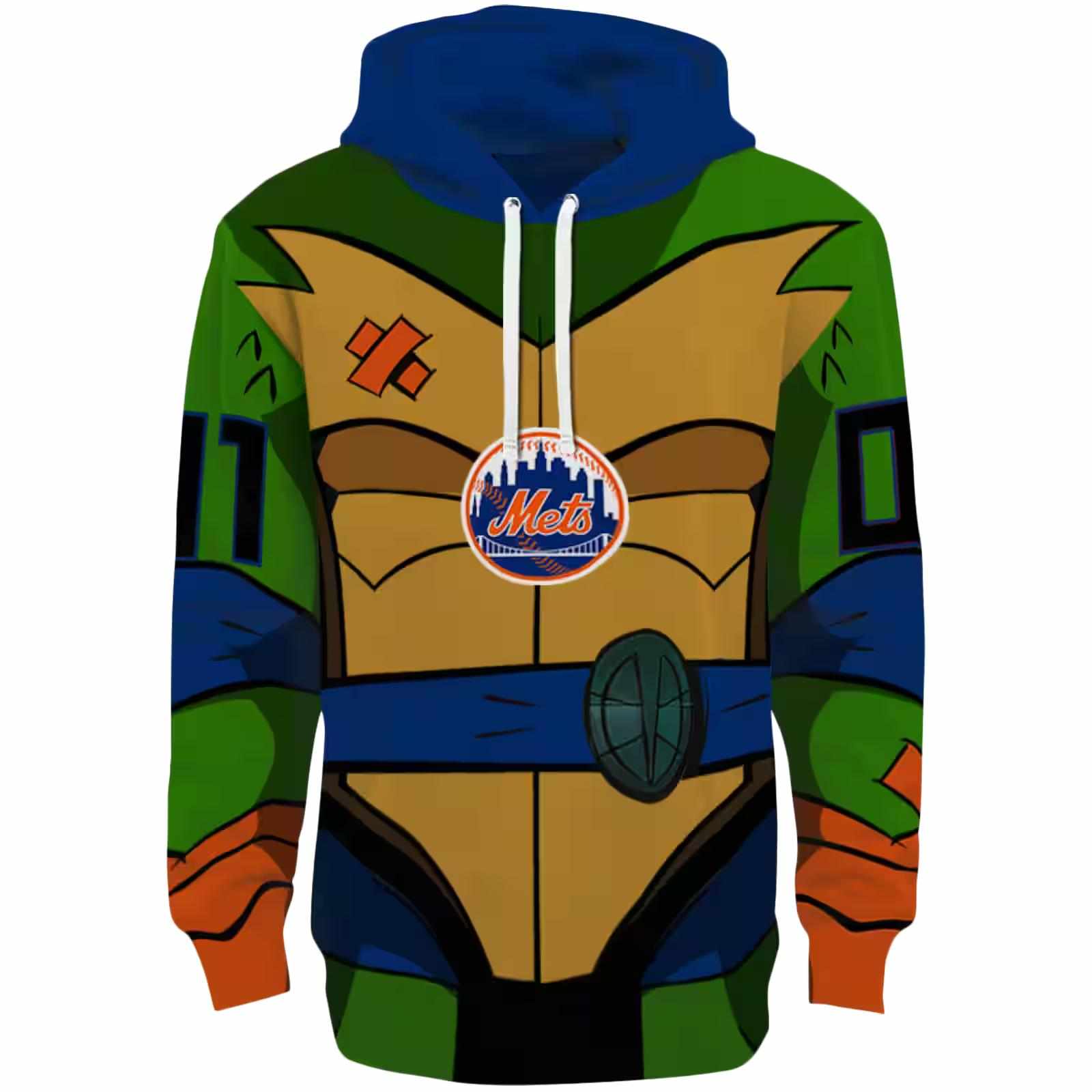 Custom New York Mets Superhero Armor Blue Green Hoodie