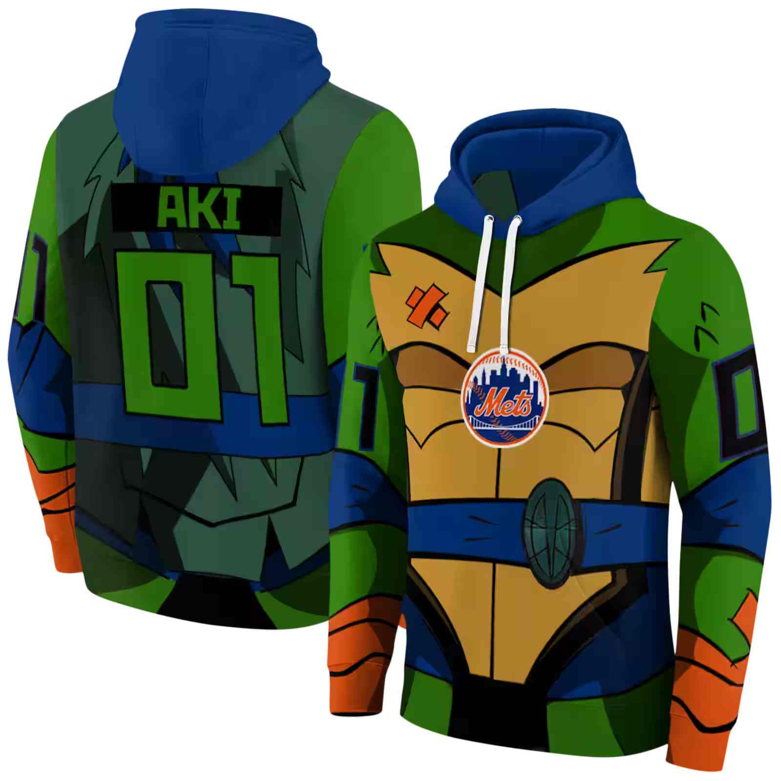 custom new york mets superhero armor blue green hoodie fashion forward