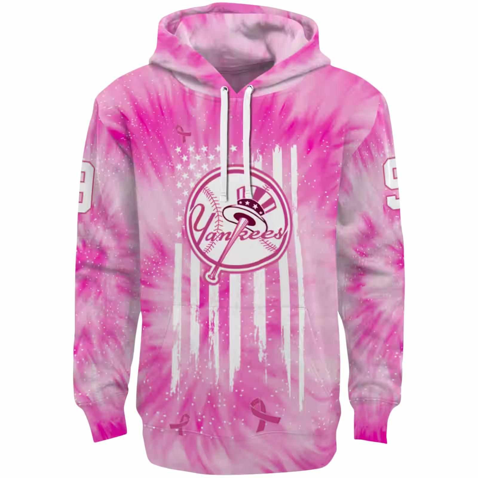 Custom New York Yankees Cancer Support Pink Hoodie