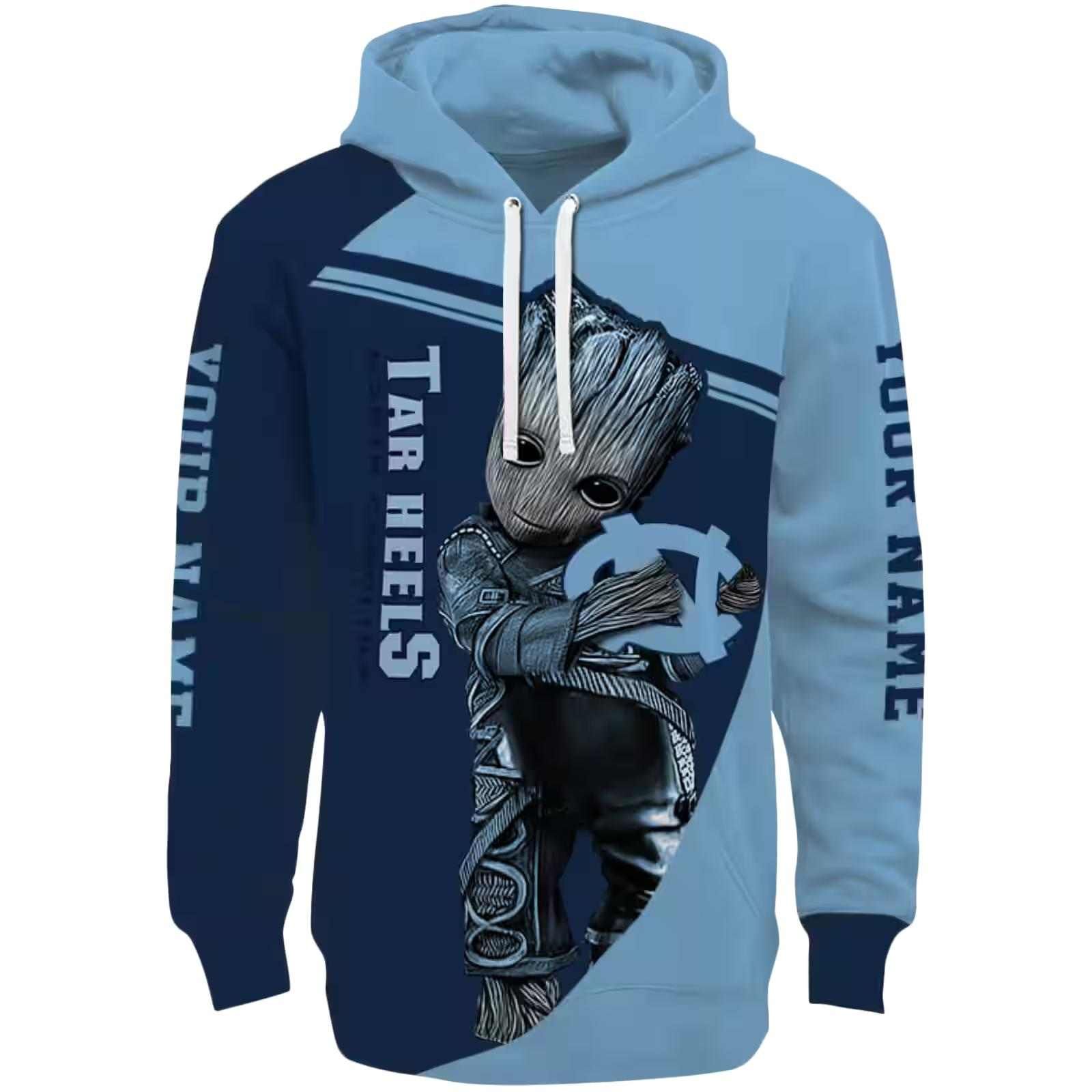 Custom North Carolina Tar Heels Groot Light Blue Hoodie