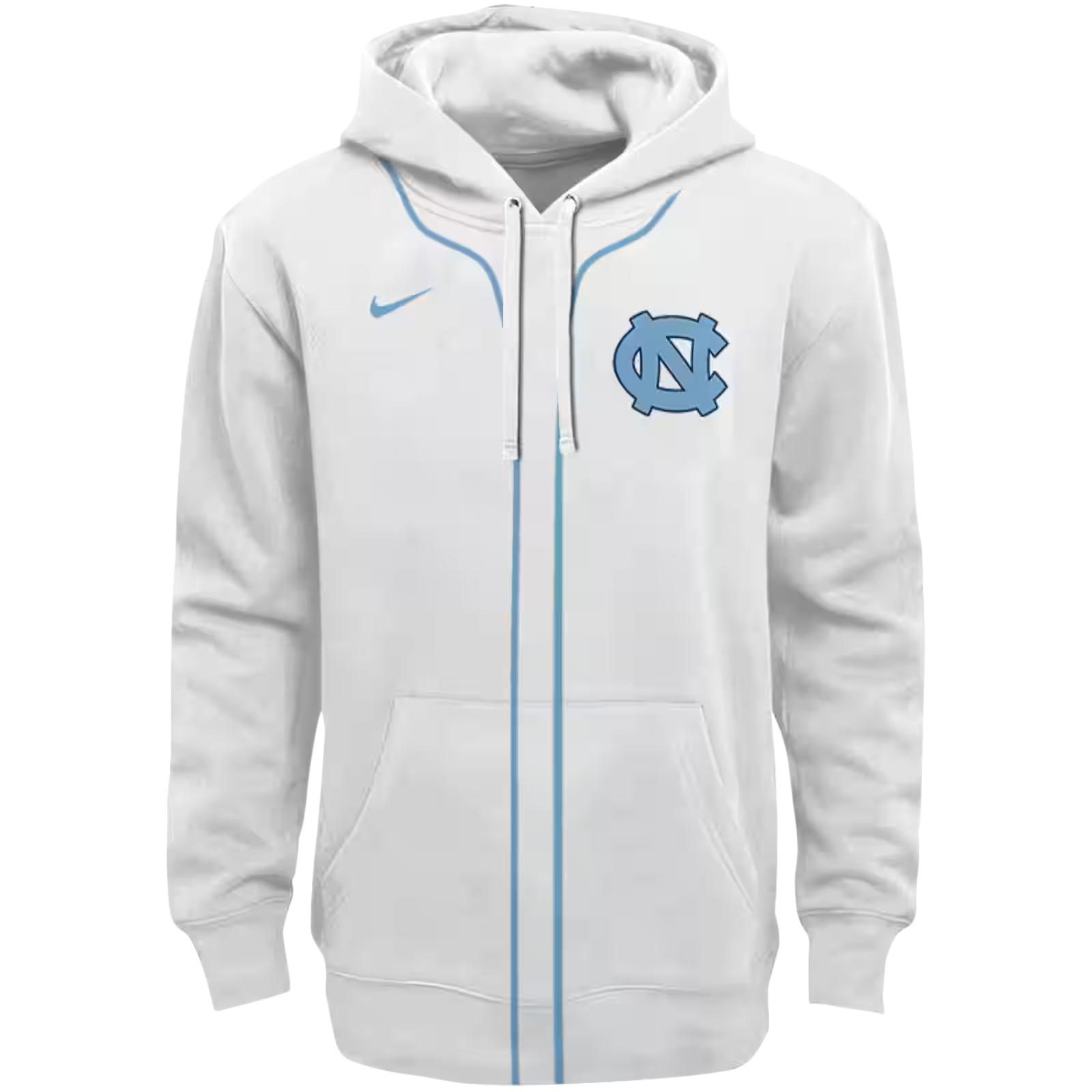 Custom North Carolina Tar Heels Sporty Stripe White Hoodie