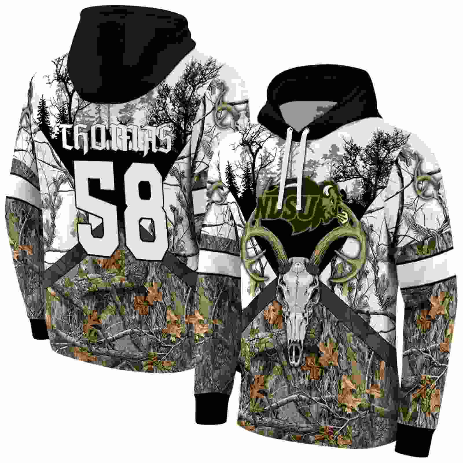 custom north dakota state bison forest silhouette hoodie fashion forward