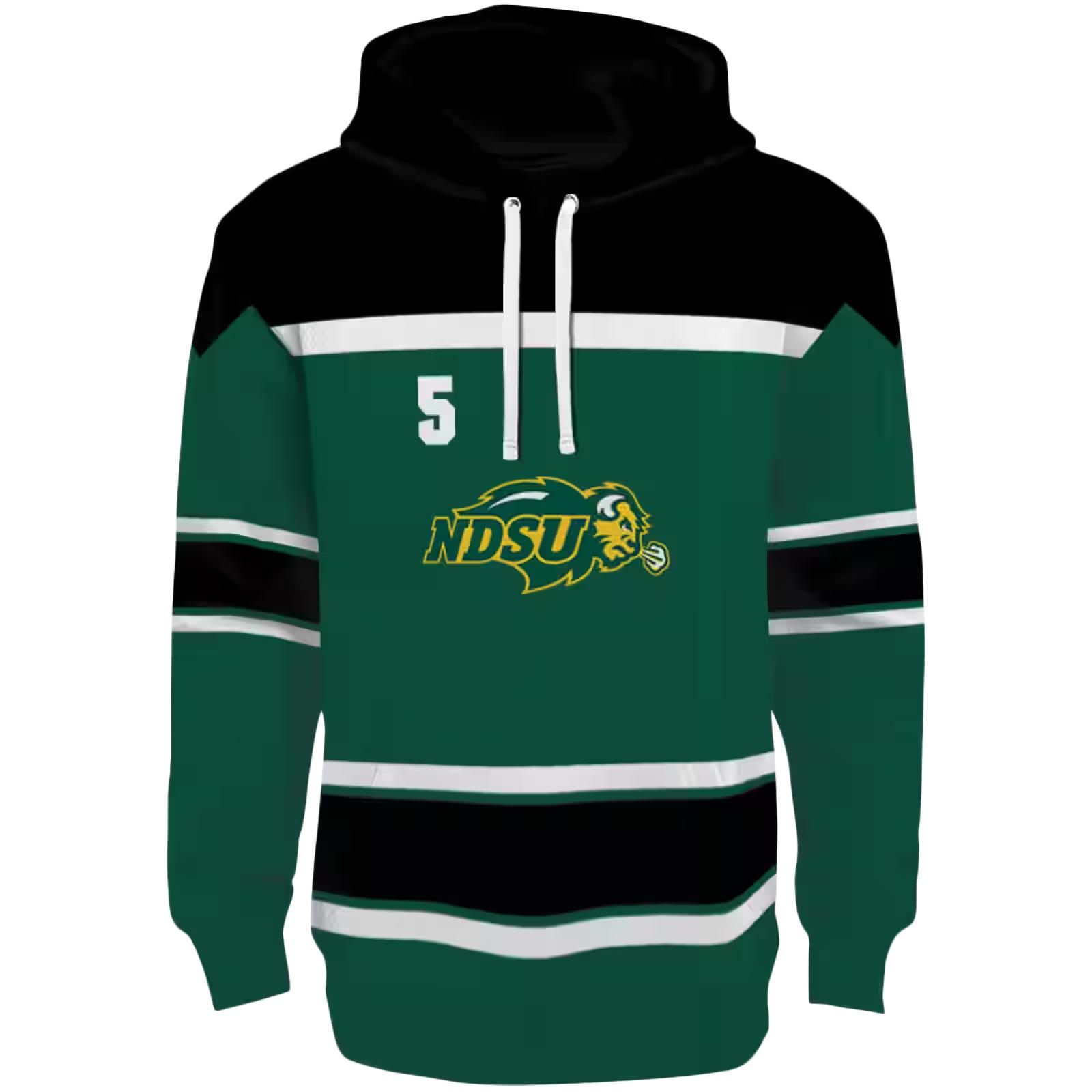 Custom North Dakota State Bison Striped Pattern Green Hoodie