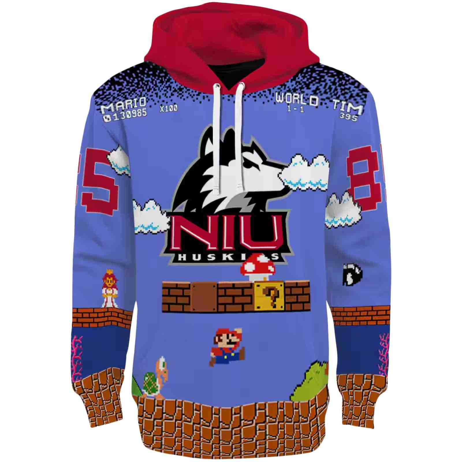 Custom Northern Illinois Huskies Mario Blue Black Hoodie