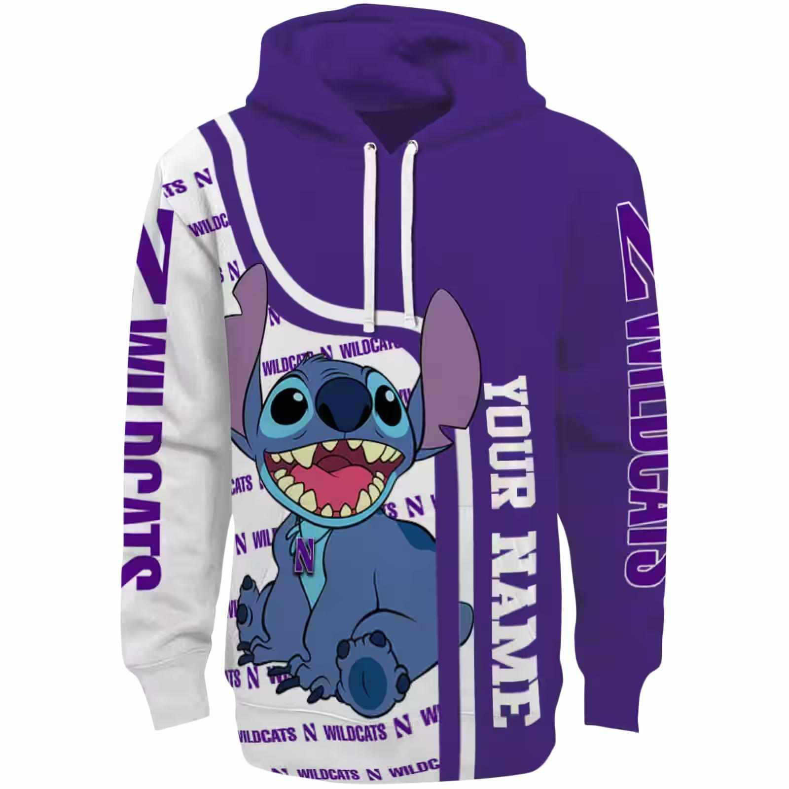 Custom Northwestern Wildcats Stitch Purple Hoodie