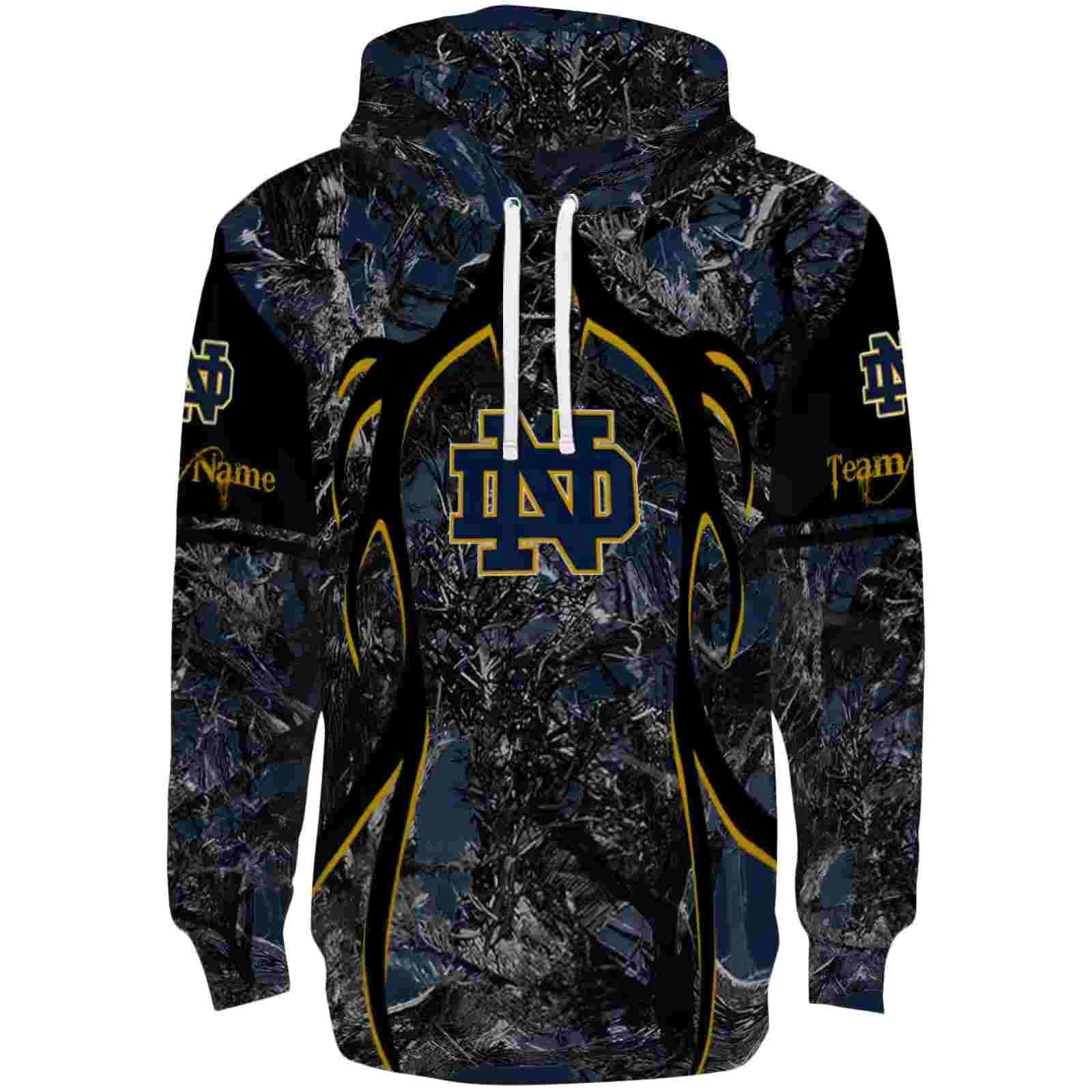 Custom Notre Dame Fighting Irish Hunting Theme Navy Black Hoodie